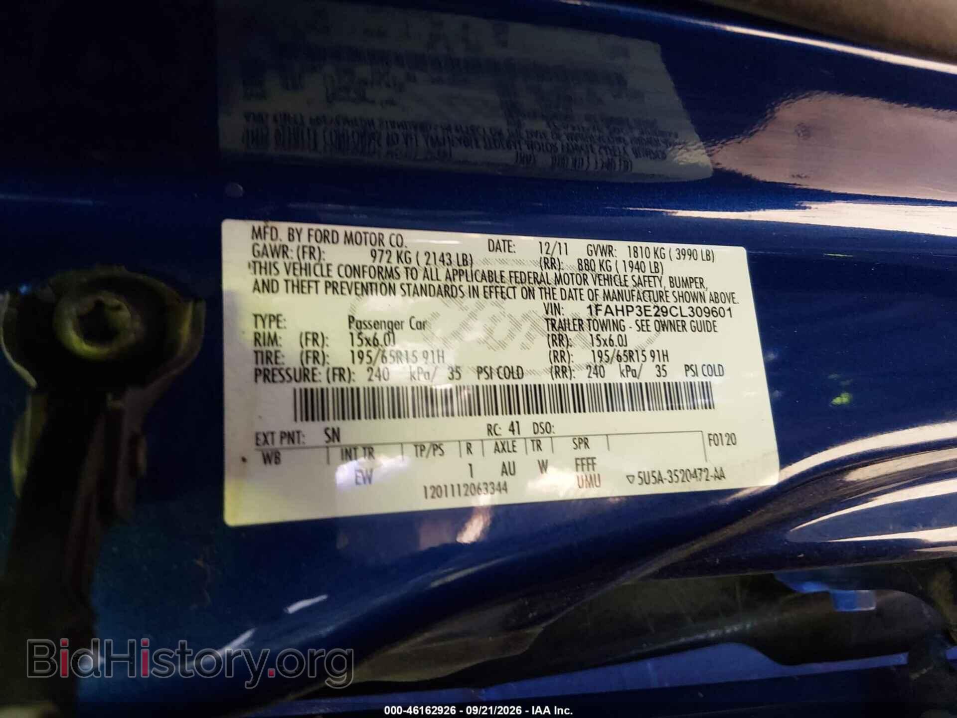 2012 FORD FOCUS - VIN: 1FAHP3E29CL309601 - Фото 9