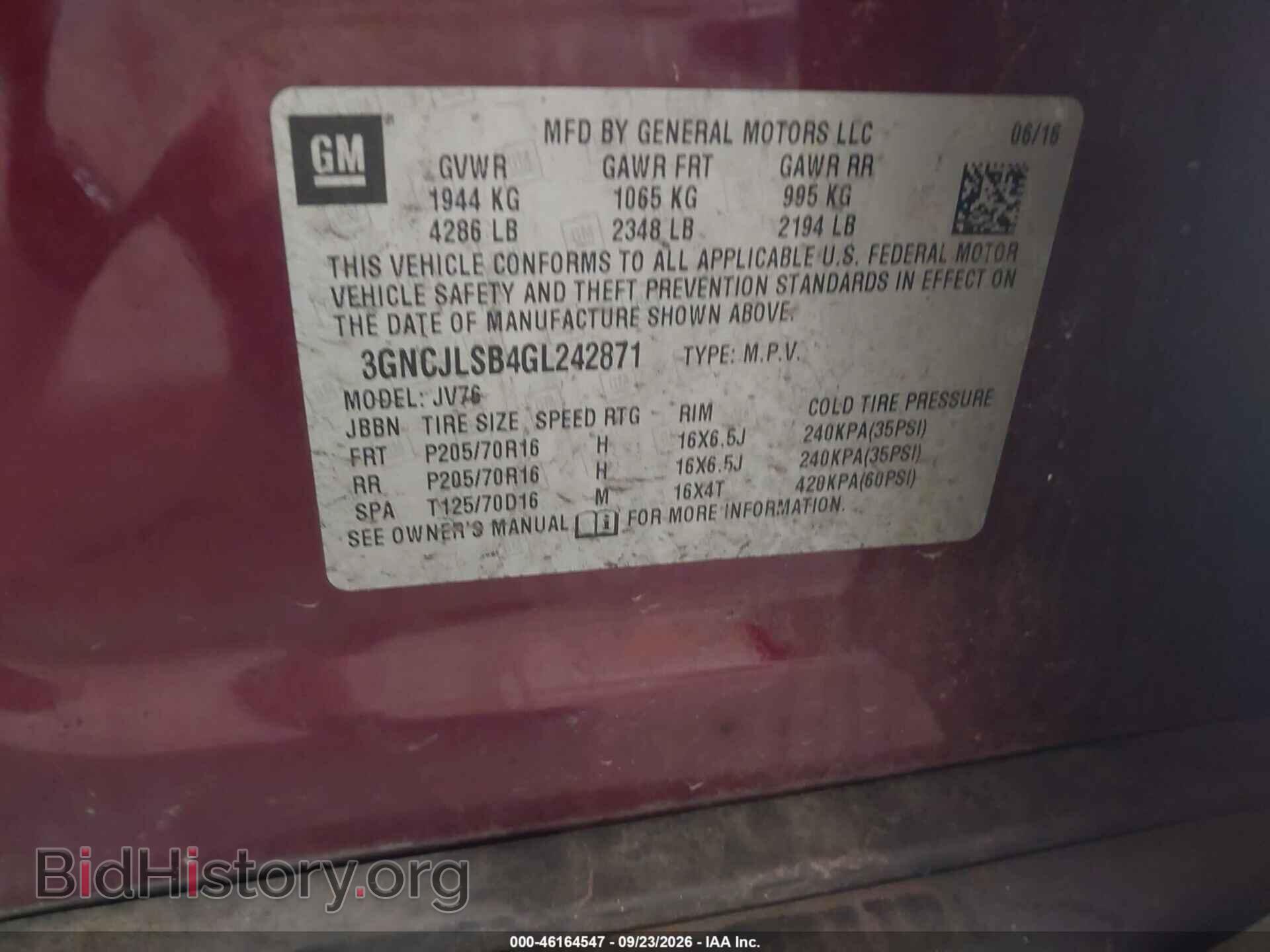 2016 CHEVROLET TRAX - VIN: 3GNCJLSB4GL242871 - Photo 9