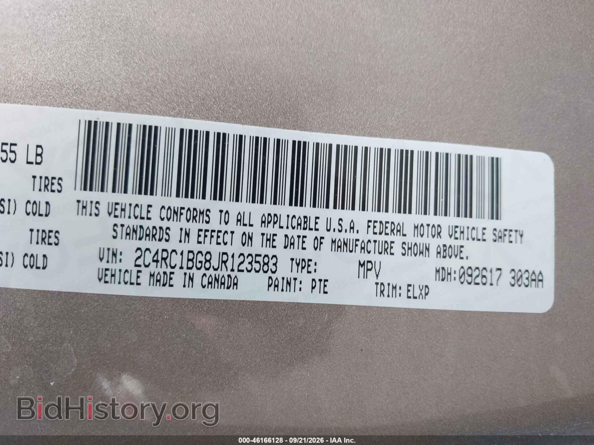 2018 CHRYSLER PACIFICA - VIN: 2C4RC1BG8JR123583 - Фото 9