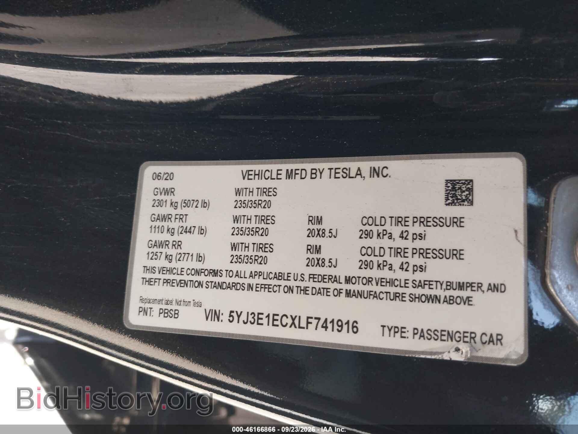 2020 TESLA MODEL 3 - VIN: 5YJ3E1ECXLF741916 - Фото 9
