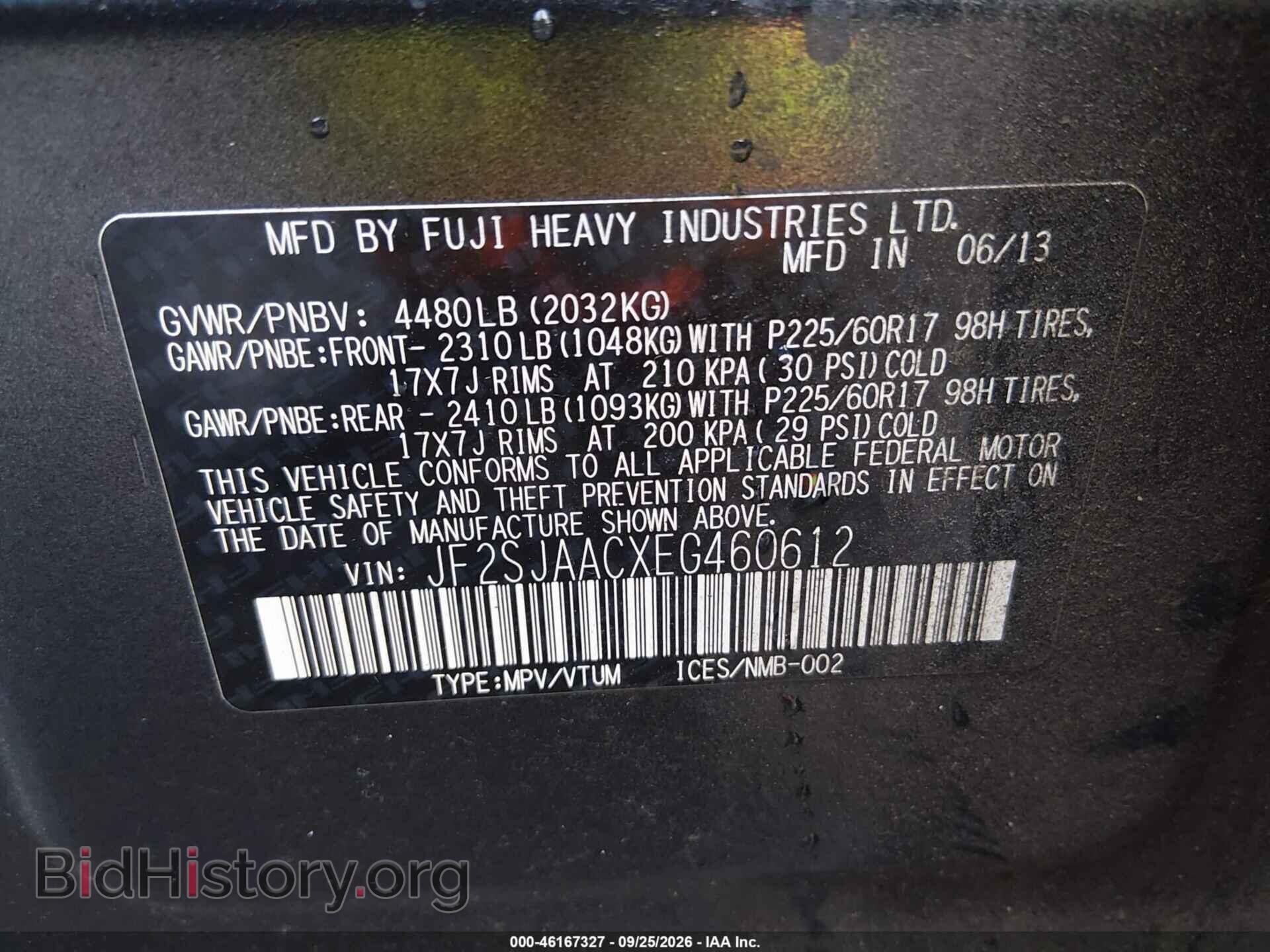 2014 SUBARU FORESTER - VIN: JF2SJAACXEG460612 - Photo 9