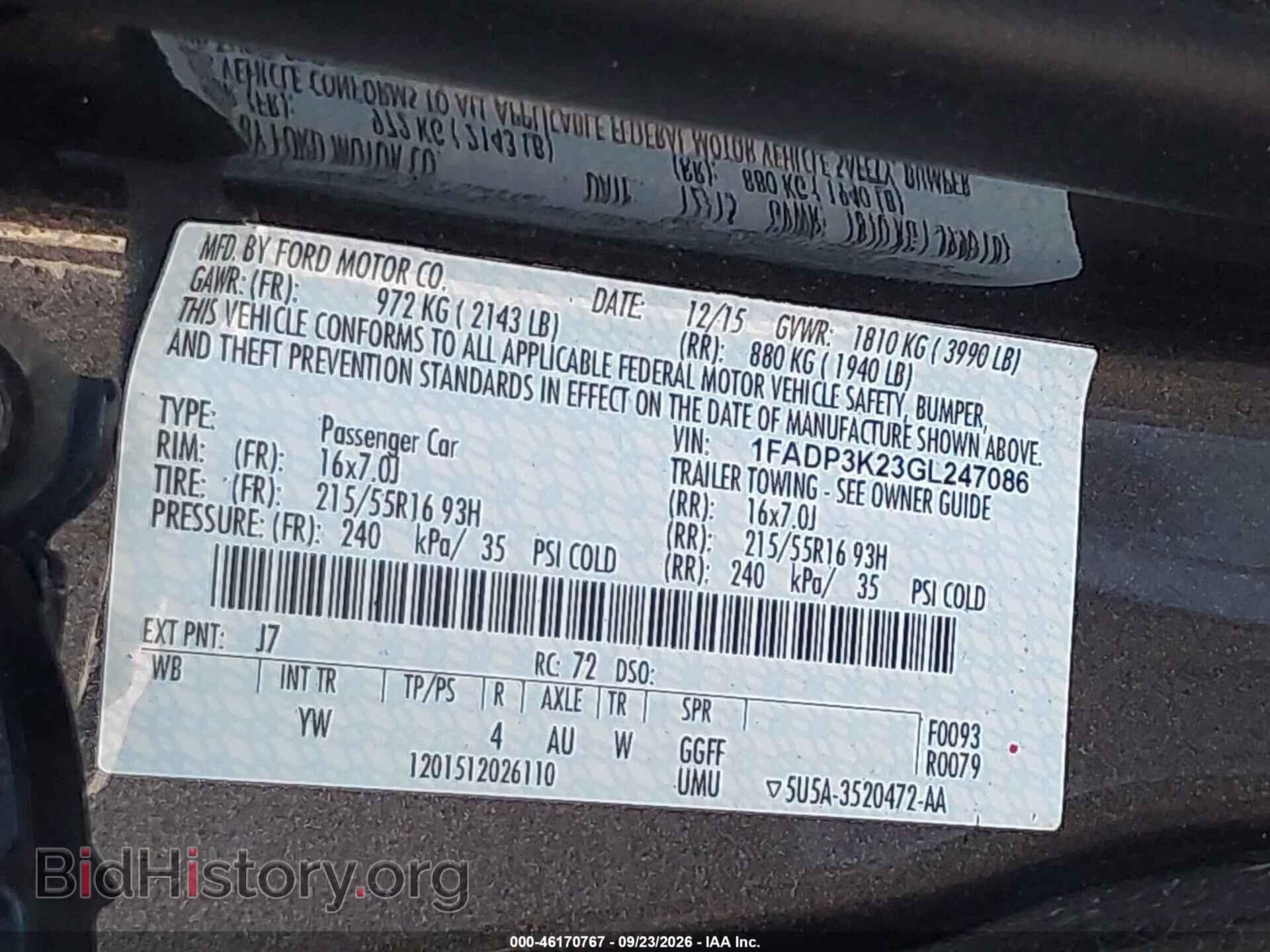 2016 FORD FOCUS - VIN: 1FADP3K23GL247086 - Photo 9