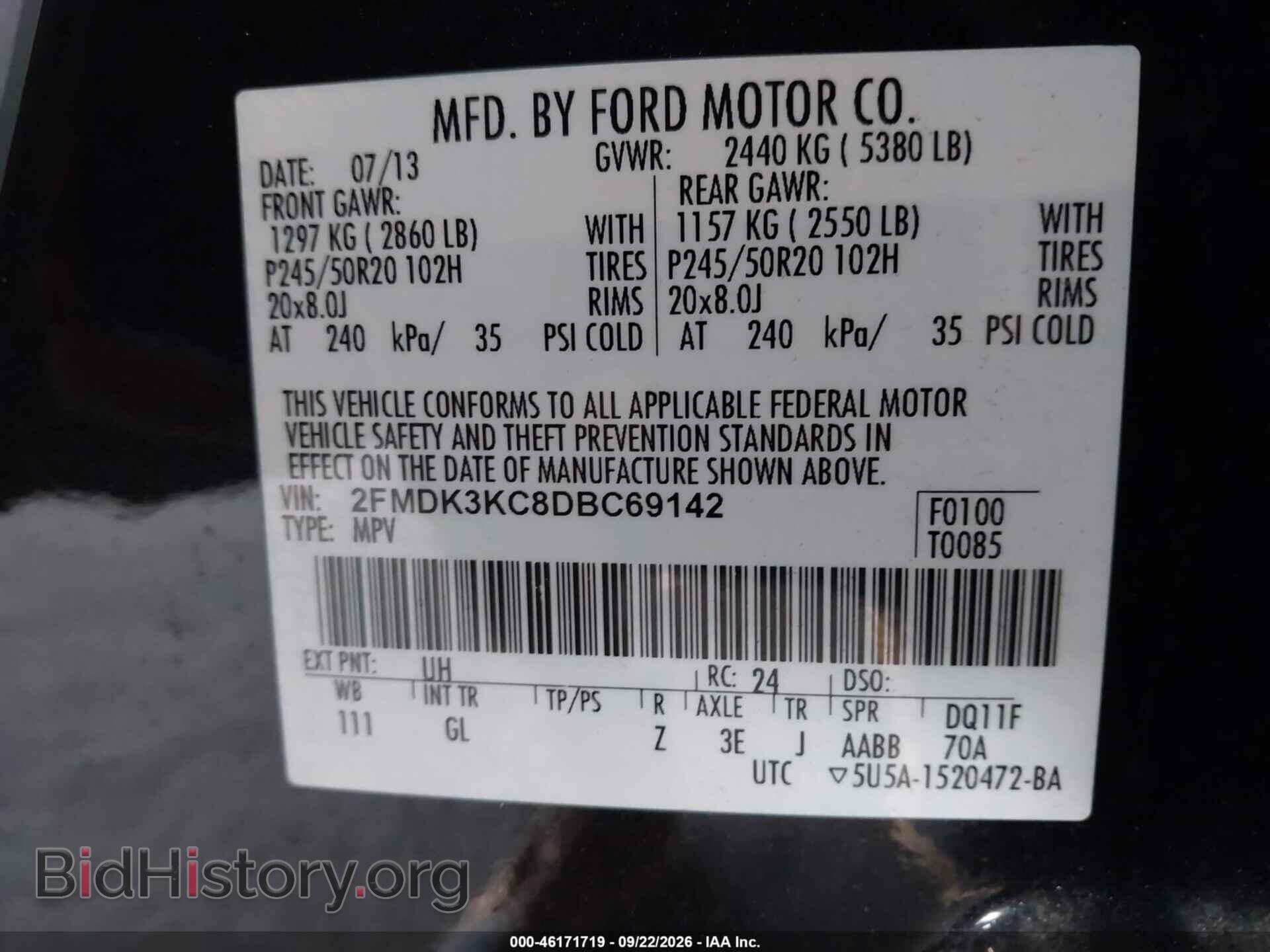 2013 FORD EDGE - VIN: 2FMDK3KC8DBC69142 - Photo 9