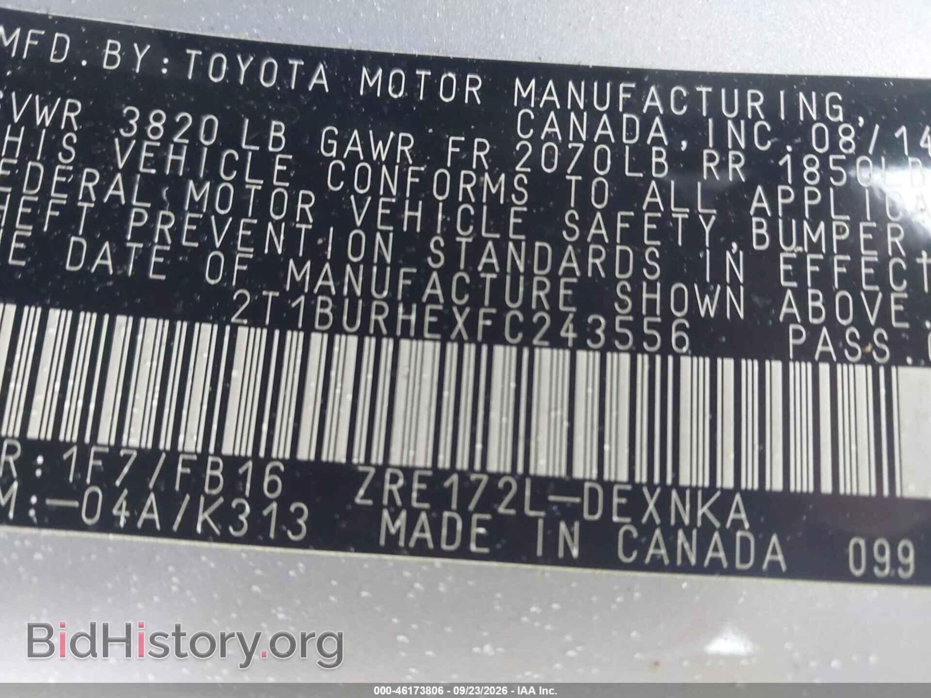 2015 TOYOTA COROLLA - VIN: 2T1BURHEXFC243556 - Photo 9