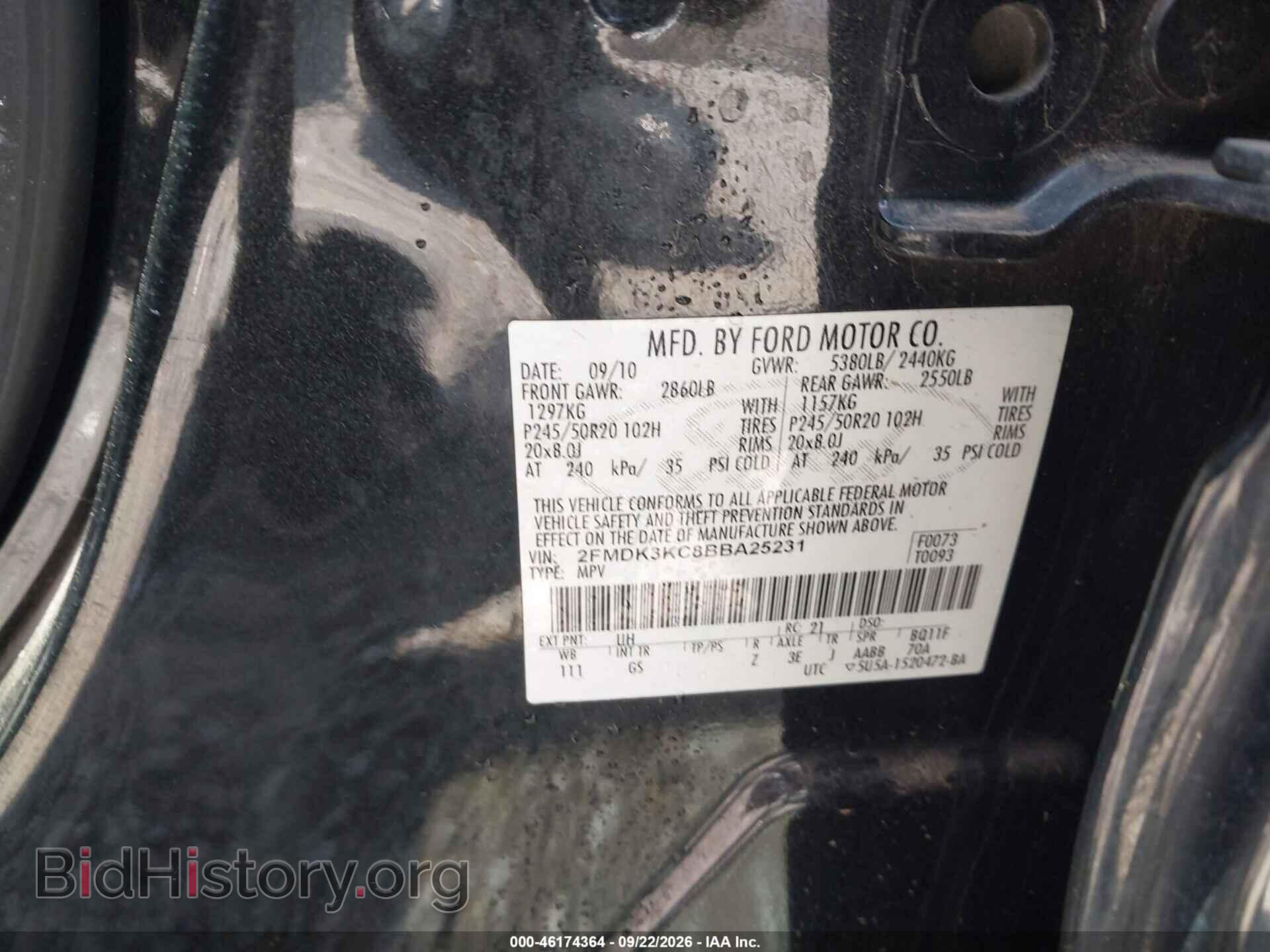 2011 FORD EDGE - VIN: 2FMDK3KC8BBA25231 - Photo 9