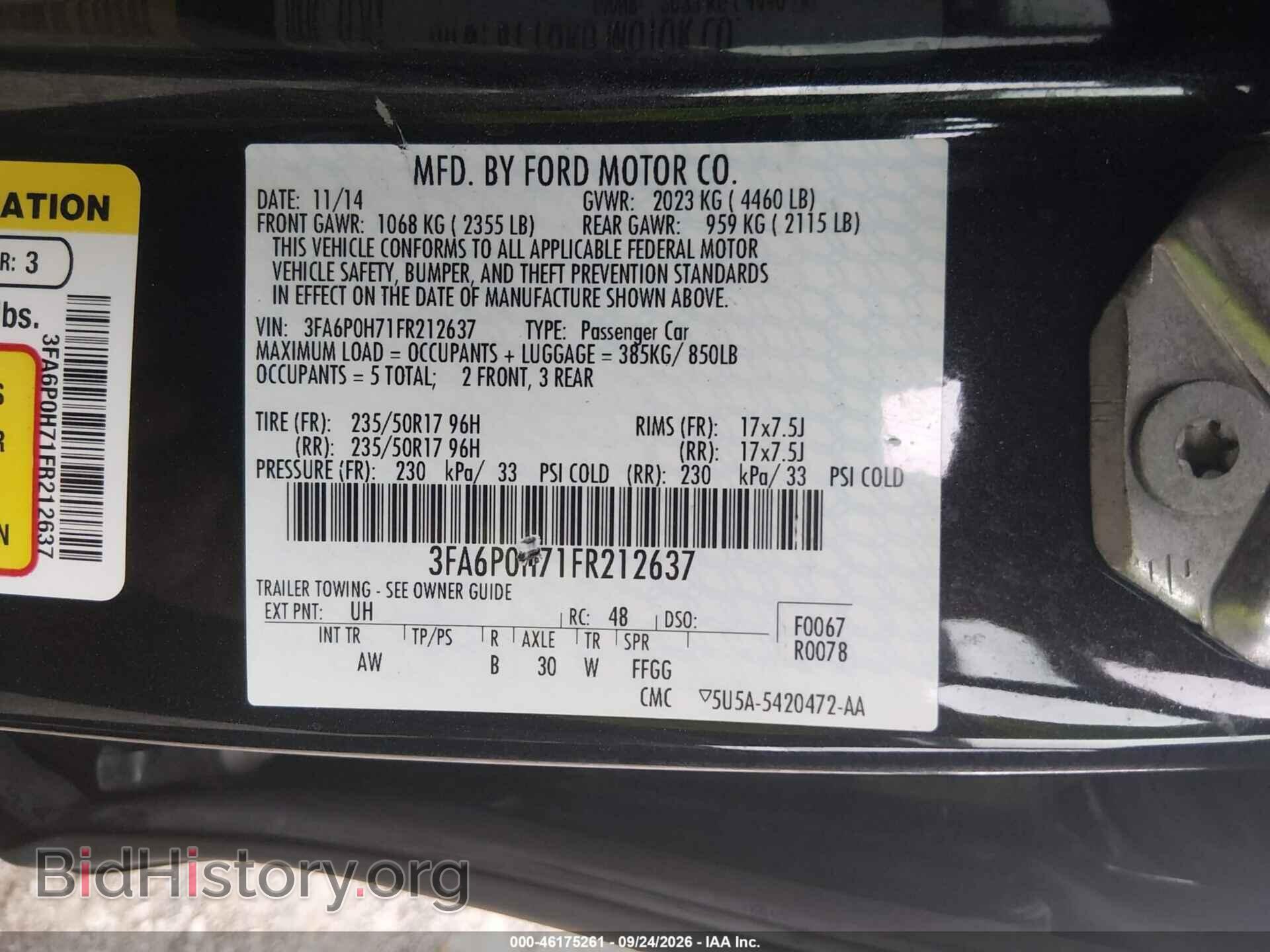 2015 FORD FUSION - VIN: 3FA6P0H71FR212637 - Photo 9