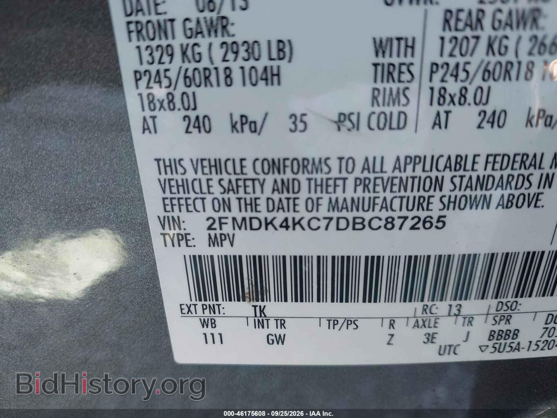 2013 FORD EDGE - VIN: 2FMDK4KC7DBC87265 - Photo 9