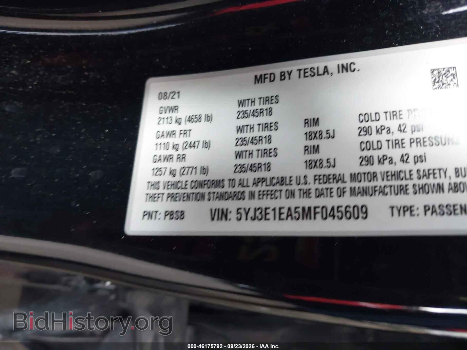 2021 TESLA MODEL 3 - VIN: 5YJ3E1EA5MF045609 - Photo 9