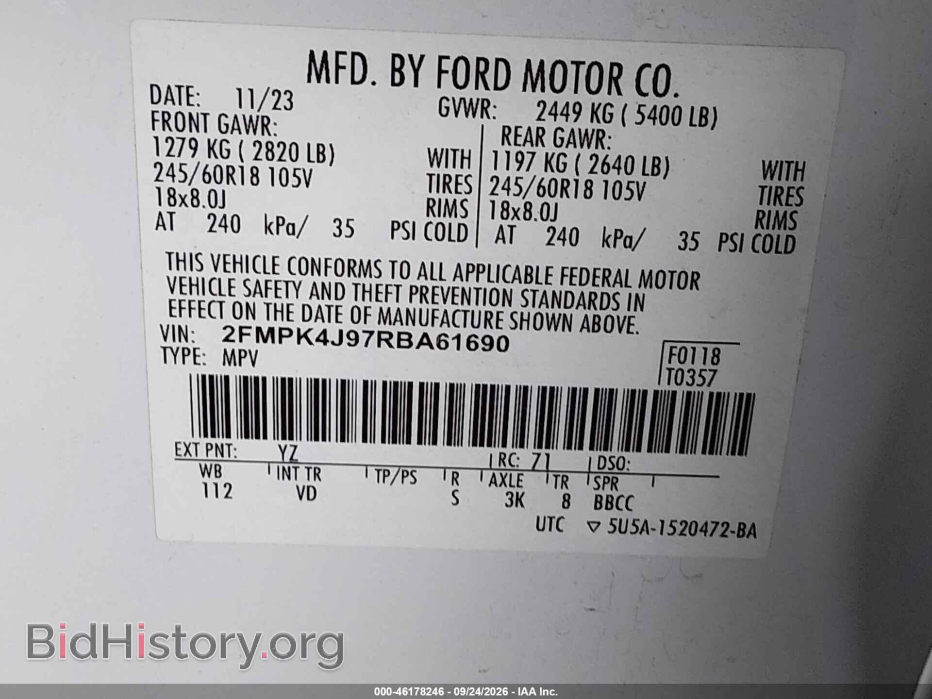2024 FORD EDGE - VIN: 2FMPK4J97RBA61690 - Photo 9