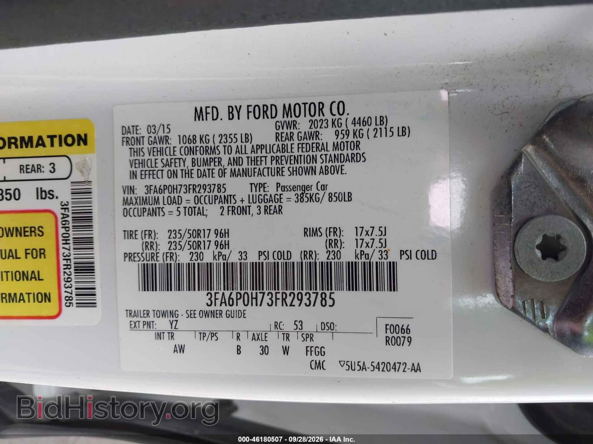 2015 FORD FUSION - VIN: 3FA6P0H73FR293785 - Фото 9