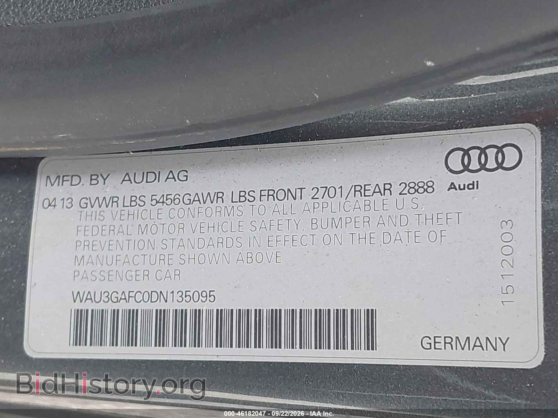 2013 AUDI A7 - VIN: WAU3GAFC0DN135095 - Фото 9