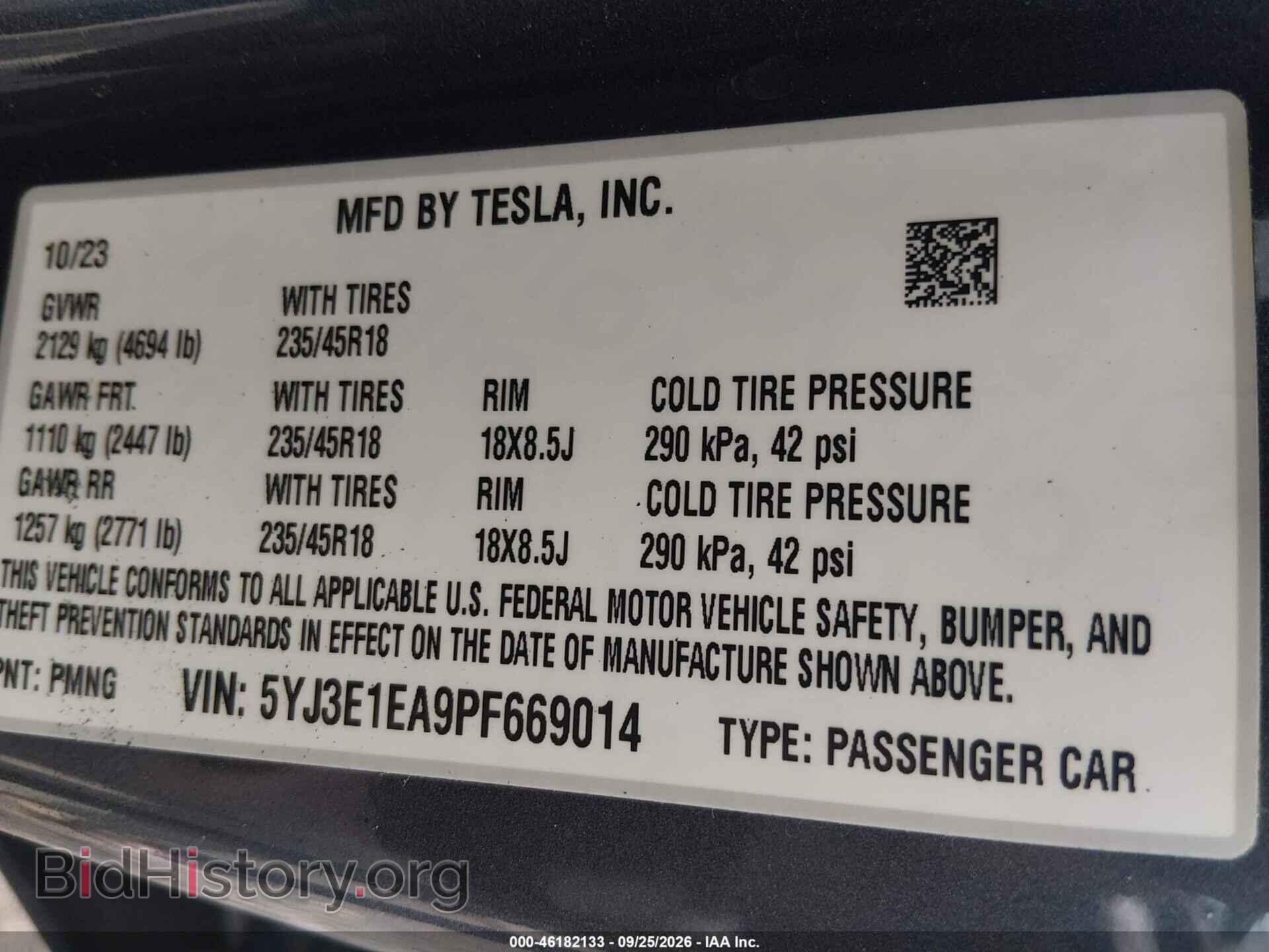 2023 TESLA MODEL 3 - VIN: 5YJ3E1EA9PF669014 - Photo 9