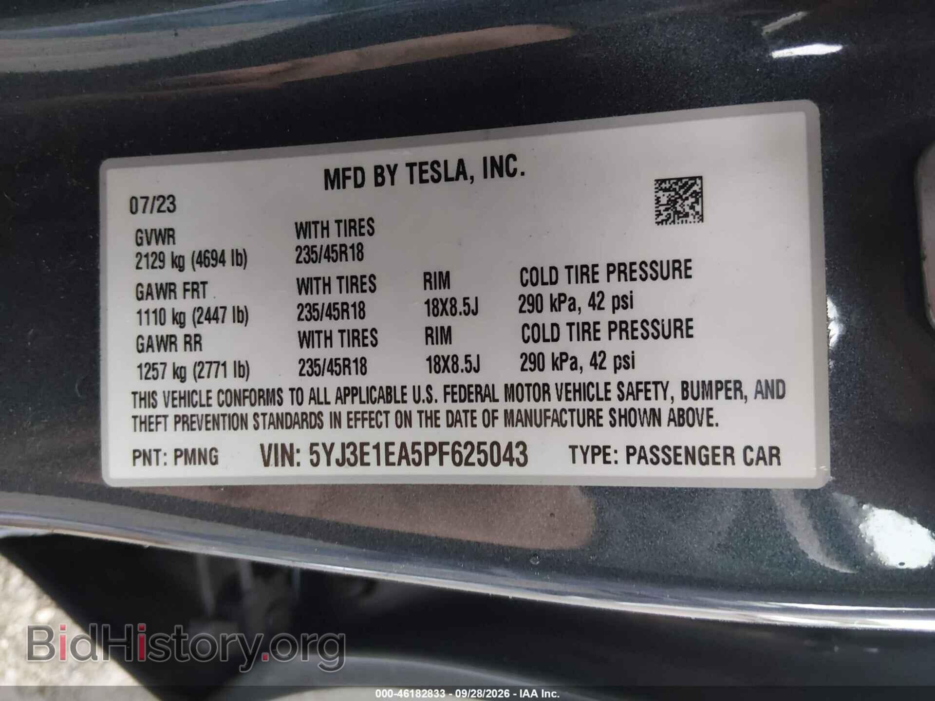 2023 TESLA MODEL 3 - VIN: 5YJ3E1EA5PF625043 - Фото 9