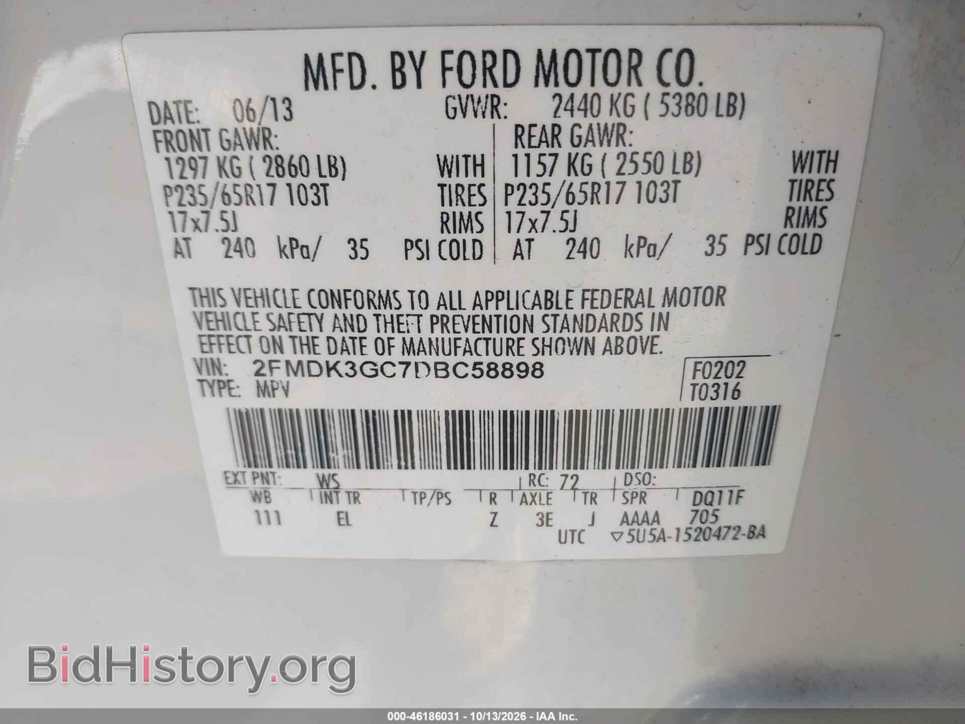 2013 FORD EDGE - VIN: 2FMDK3GC7DBC58898 - Photo 9