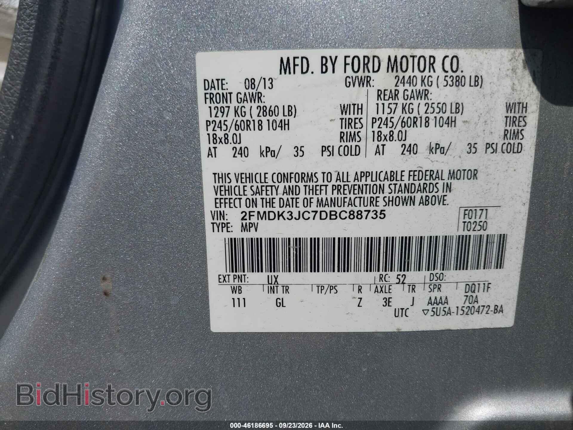 2013 FORD EDGE - VIN: 2FMDK3JC7DBC88735 - Photo 9