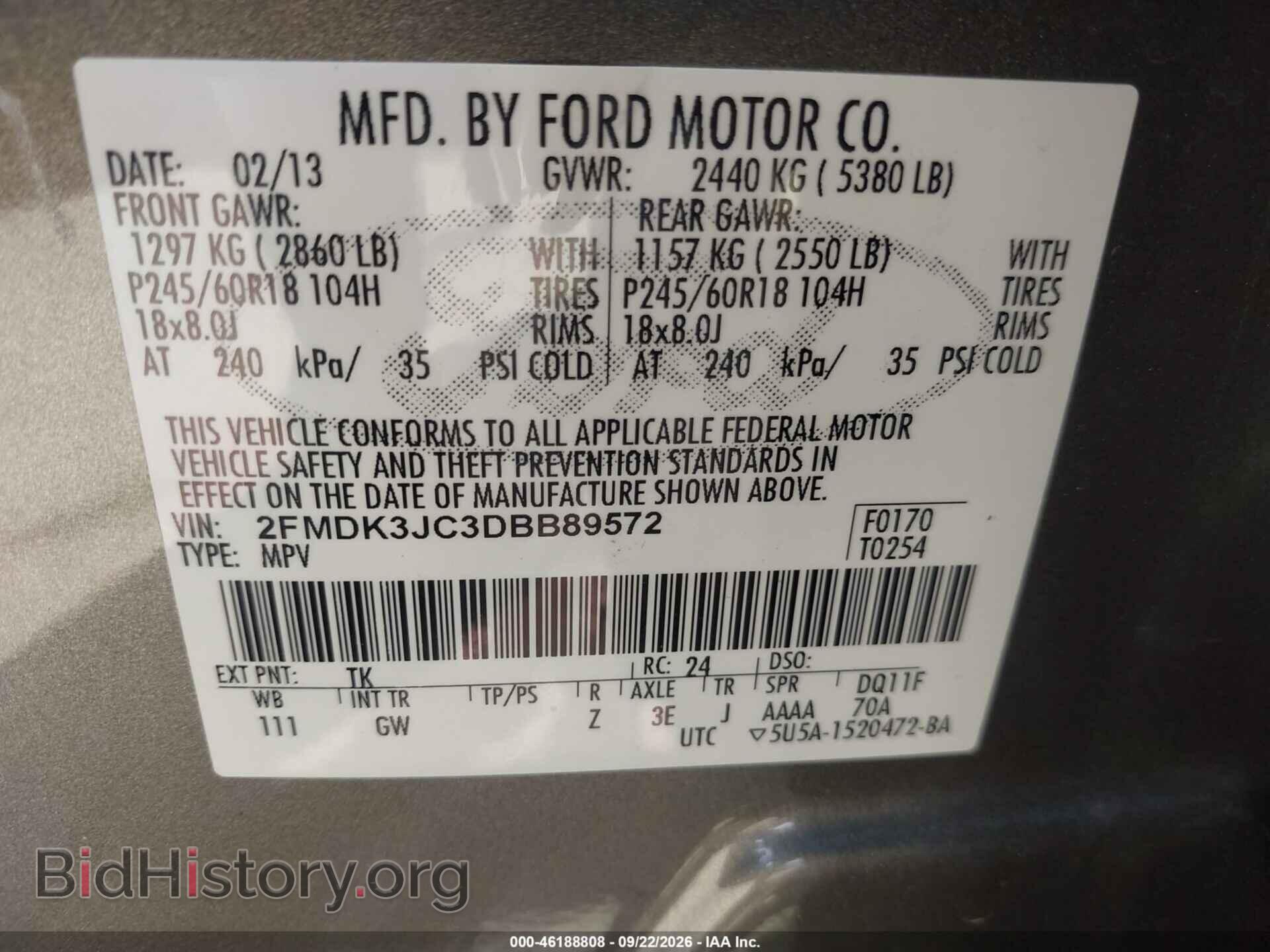 2013 FORD EDGE - VIN: 2FMDK3JC3DBB89572 - Photo 9