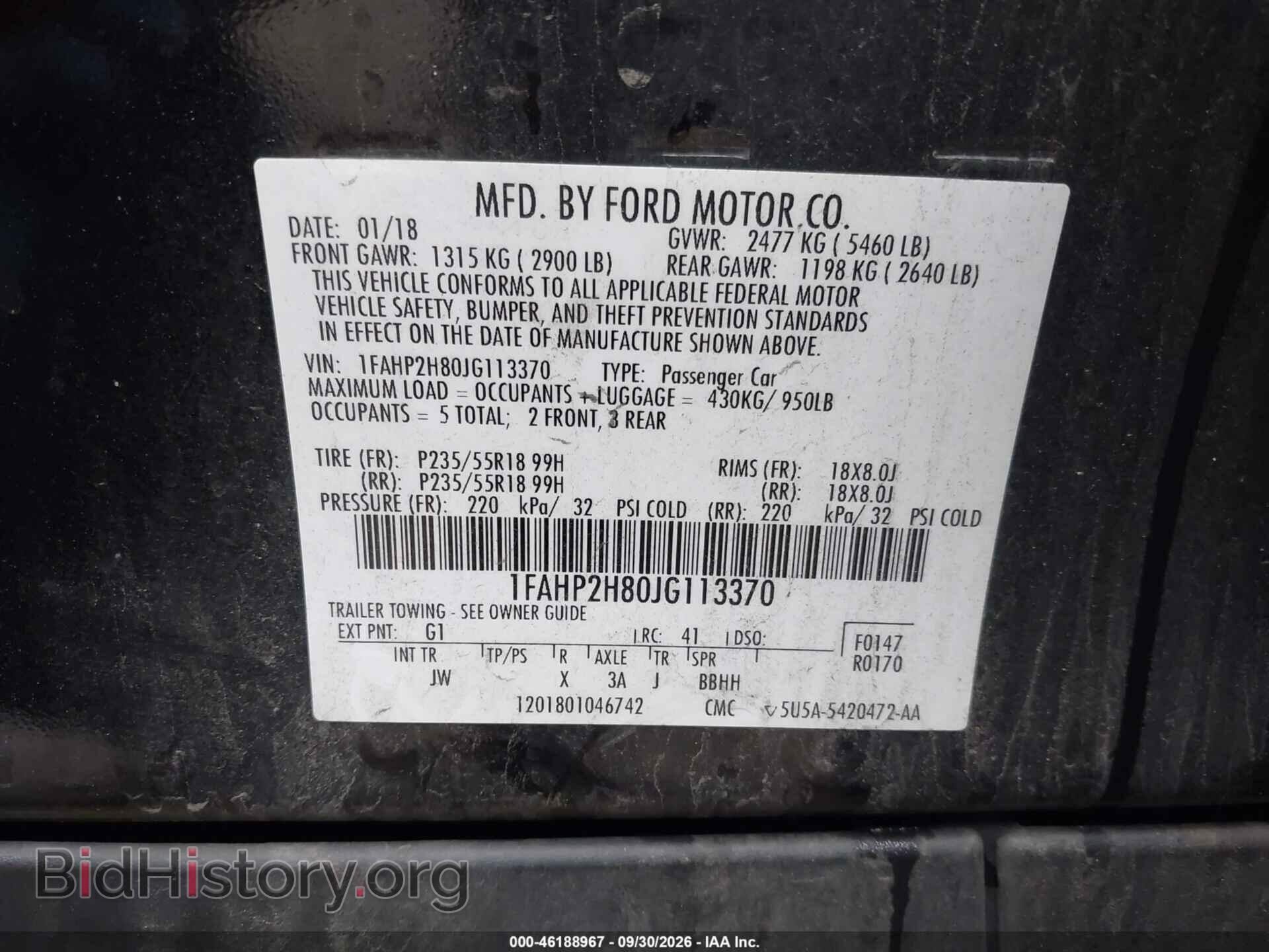 2018 FORD TAURUS - VIN: 1FAHP2H80JG113370 - Photo 9