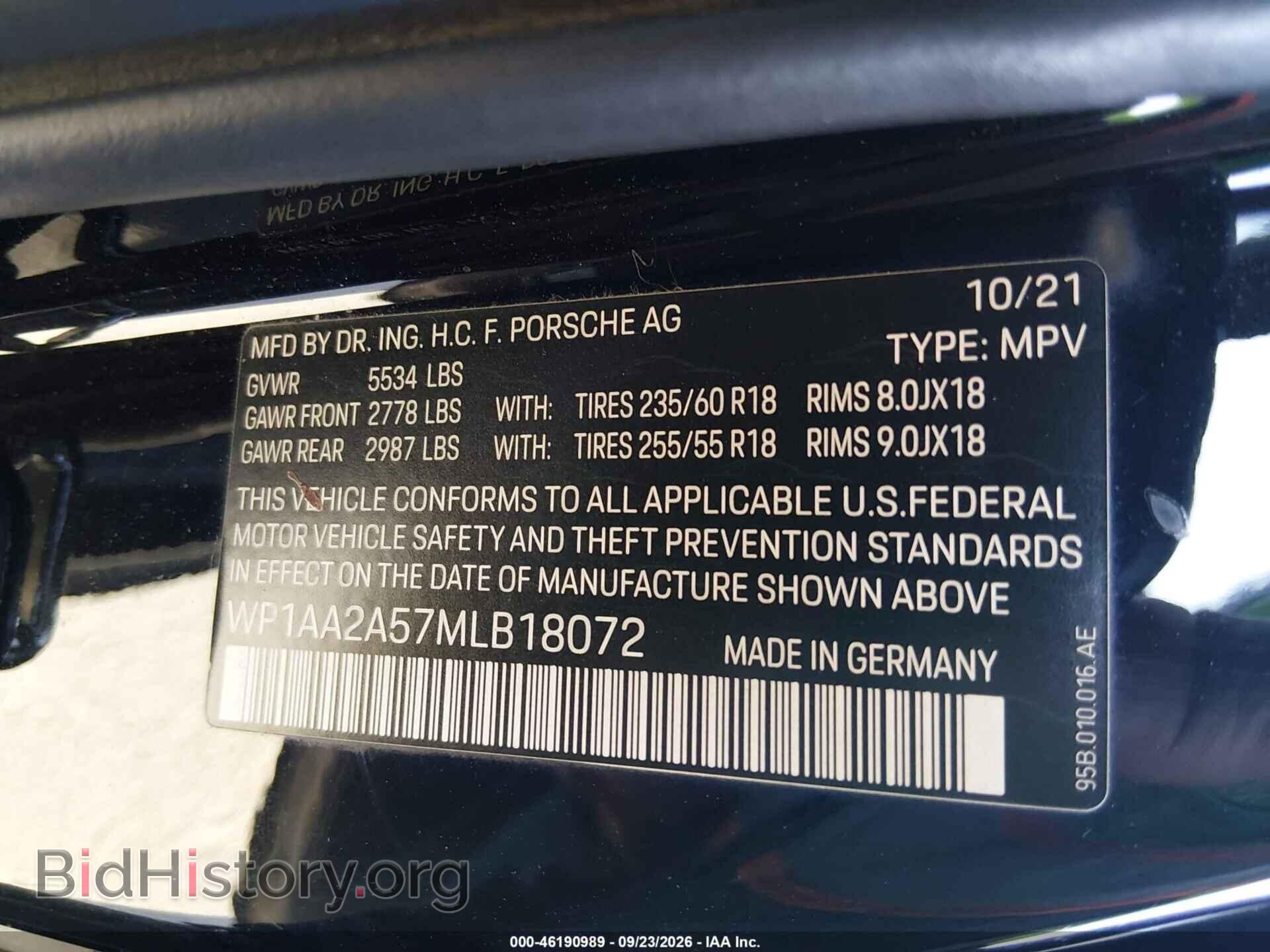 2021 PORSCHE MACAN - VIN: WP1AA2A57MLB18072 - Photo 9