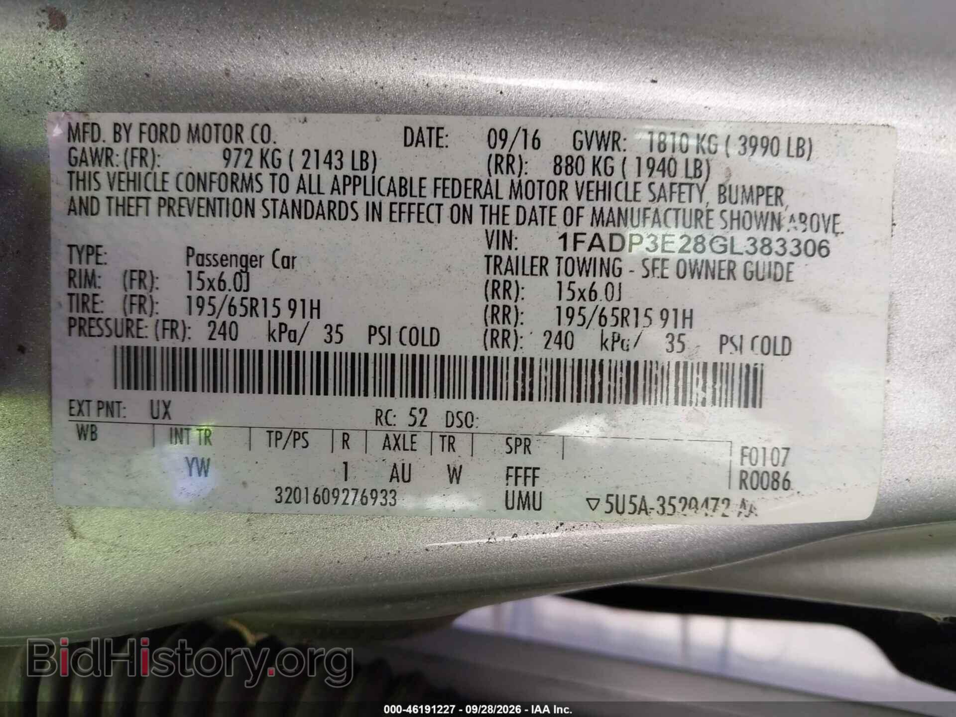 2016 FORD FOCUS - VIN: 1FADP3E28GL383306 - Фото 9