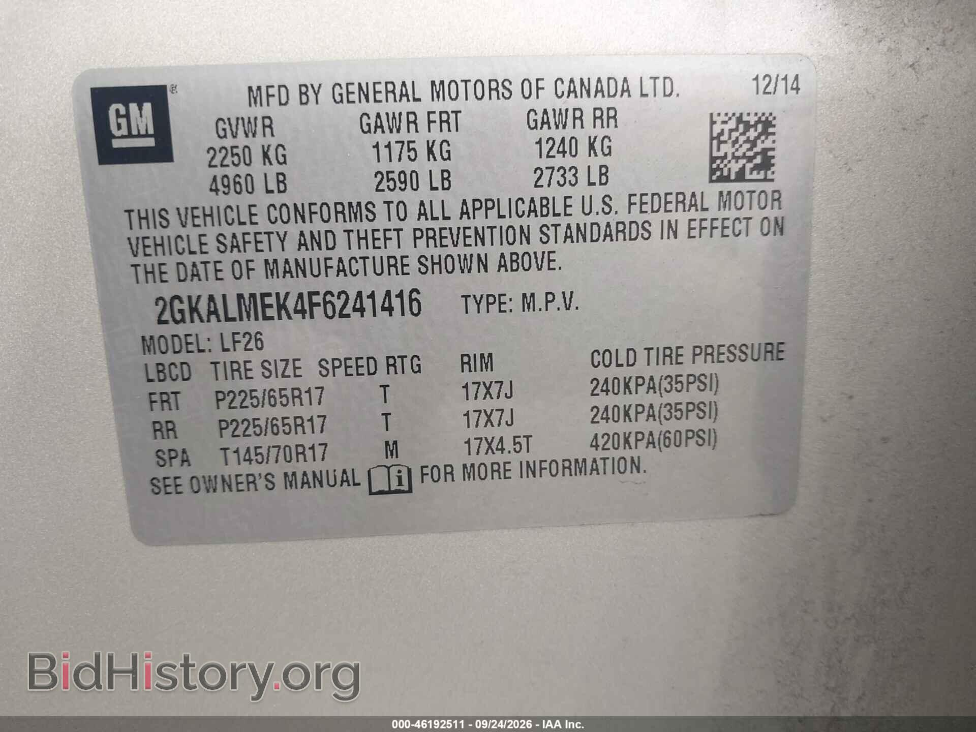 2015 GMC TERRAIN - VIN: 2GKALMEK4F6241416 - Photo 9