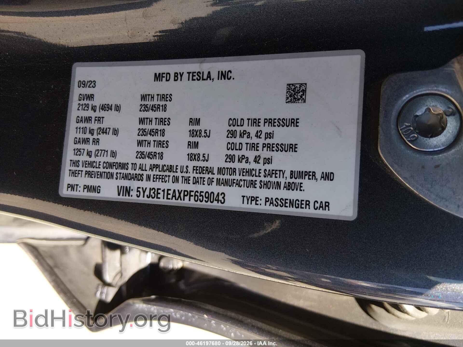 2023 TESLA MODEL 3 - VIN: 5YJ3E1EAXPF659043 - Фото 9