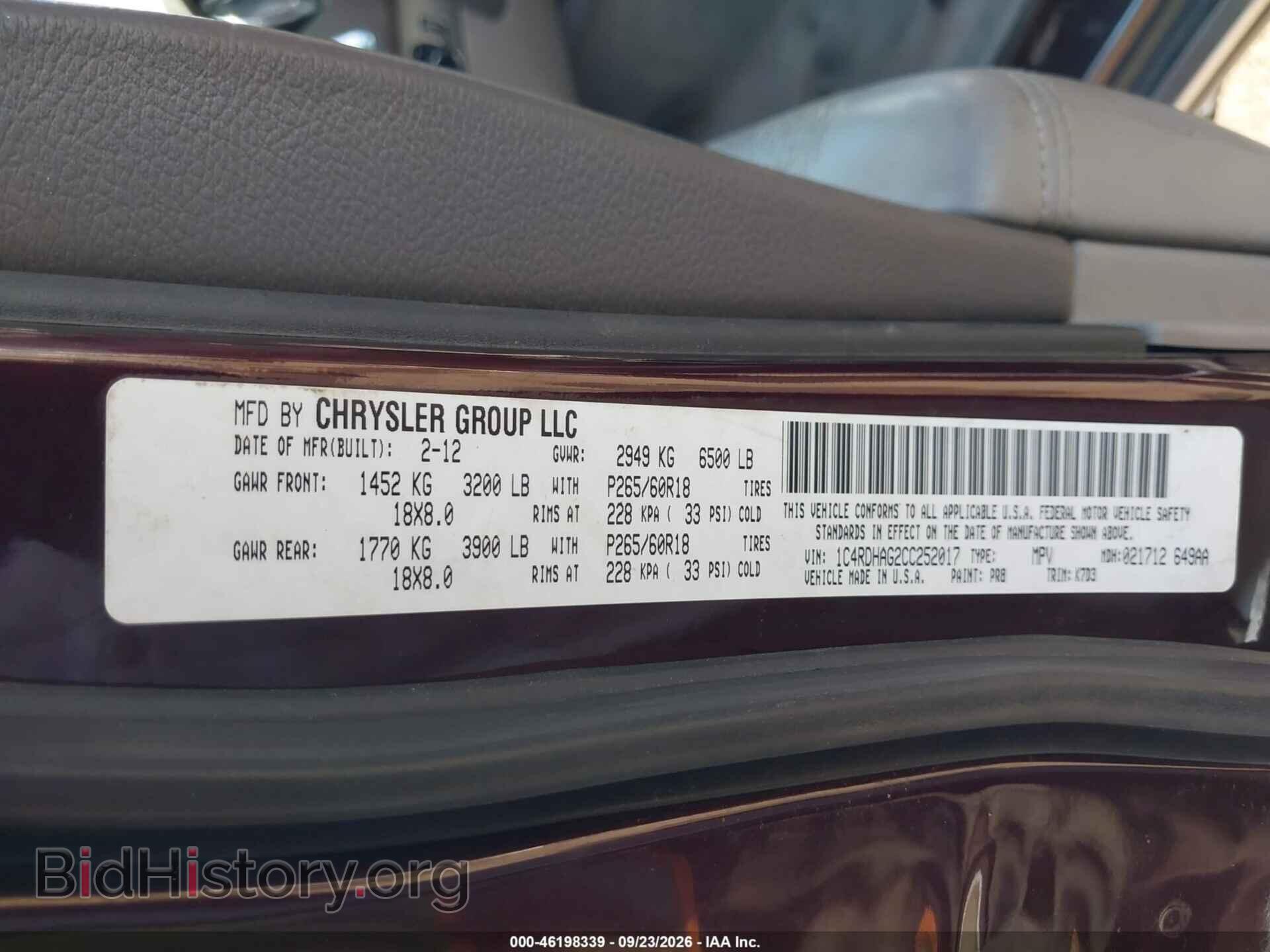 2012 DODGE DURANGO - VIN: 1C4RDHAG2CC252017 - Photo 9