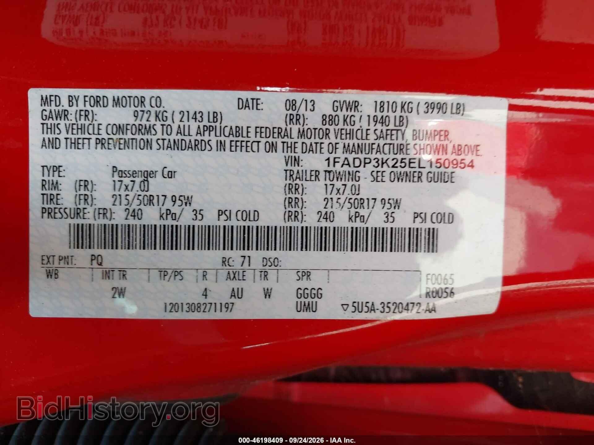 2014 FORD FOCUS - VIN: 1FADP3K25EL150954 - Фото 9