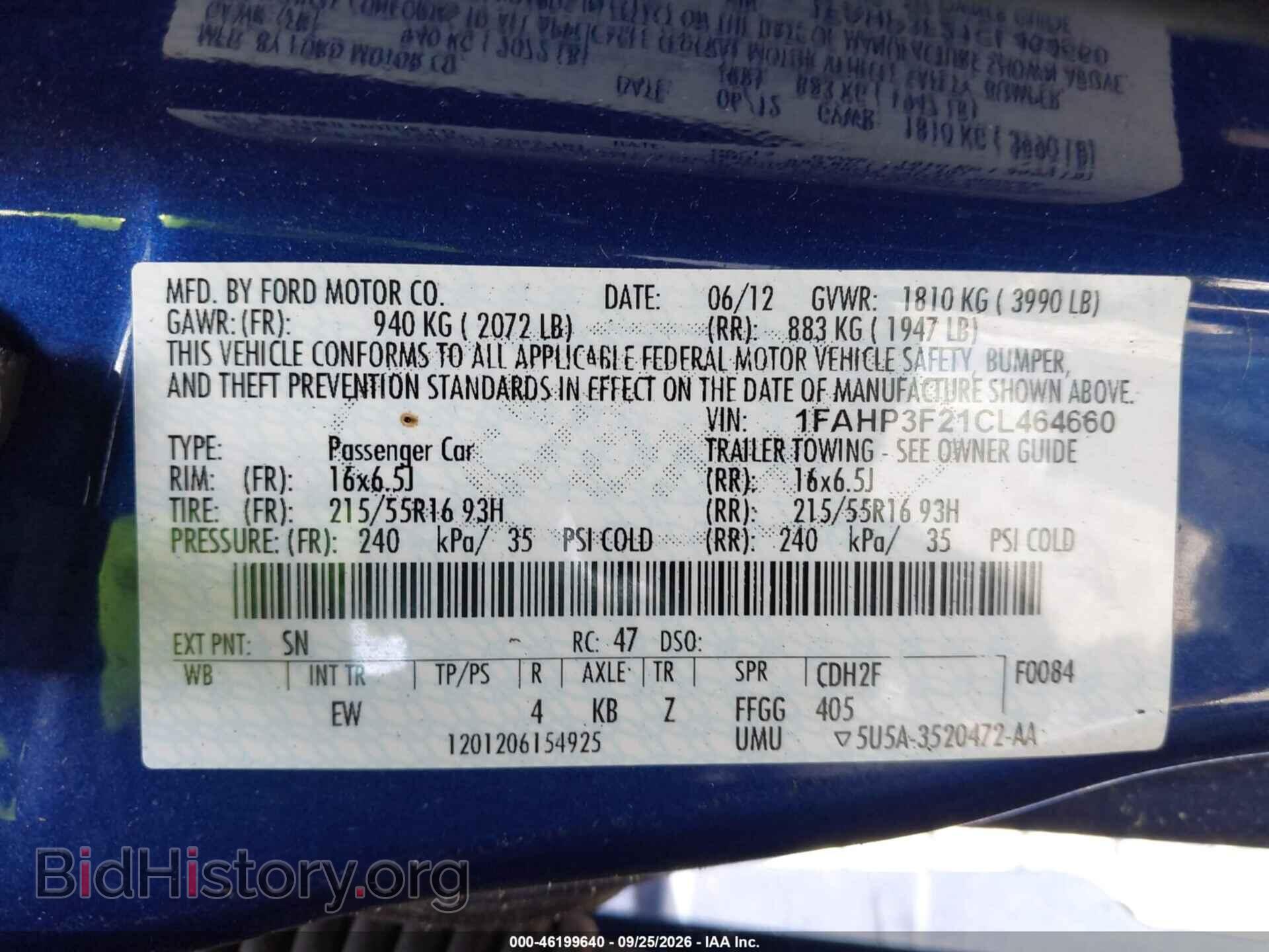2012 FORD FOCUS - VIN: 1FAHP3F21CL464660 - Фото 9