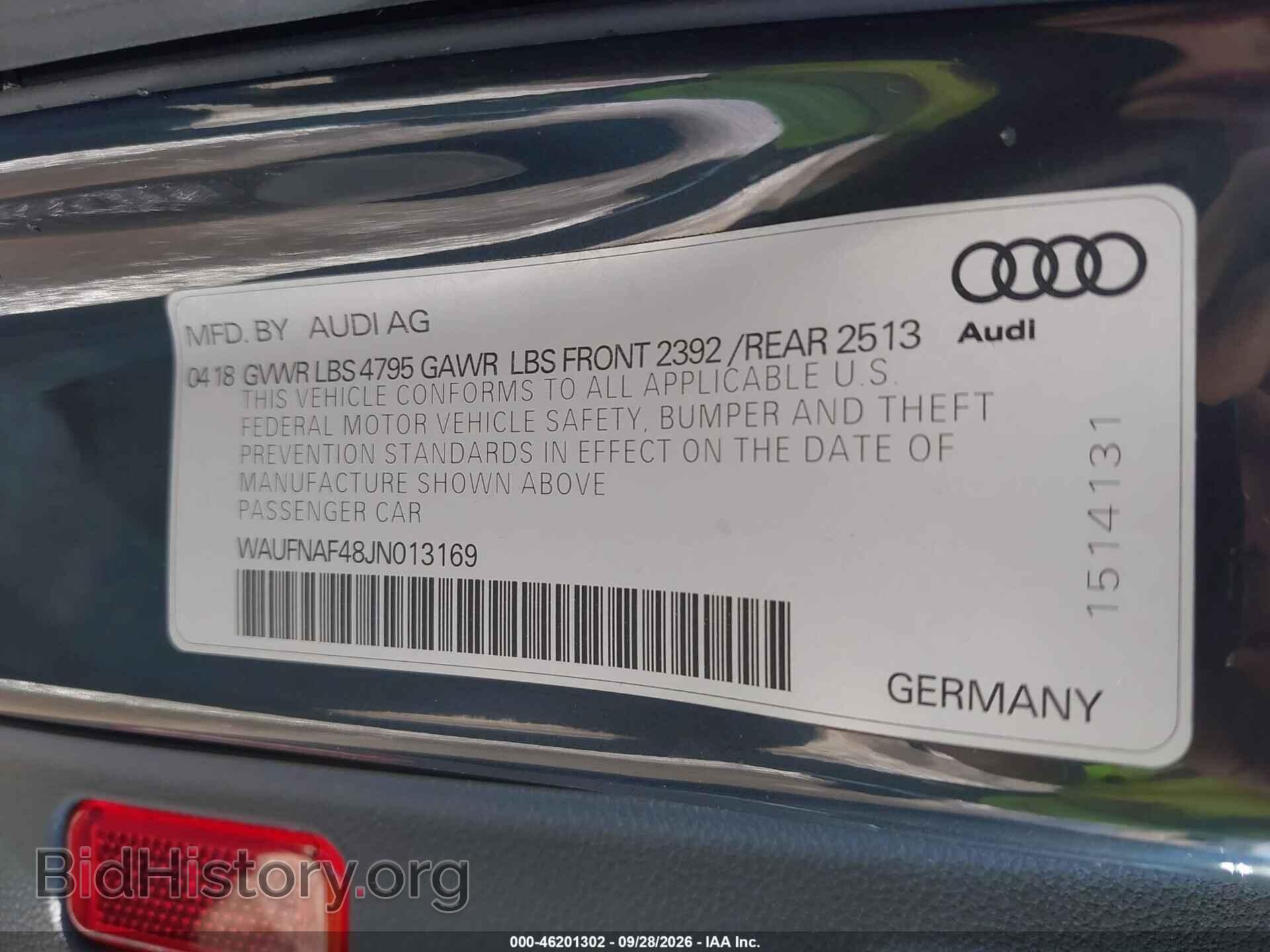 2018 AUDI A4 - VIN: WAUFNAF48JN013169 - Фото 9