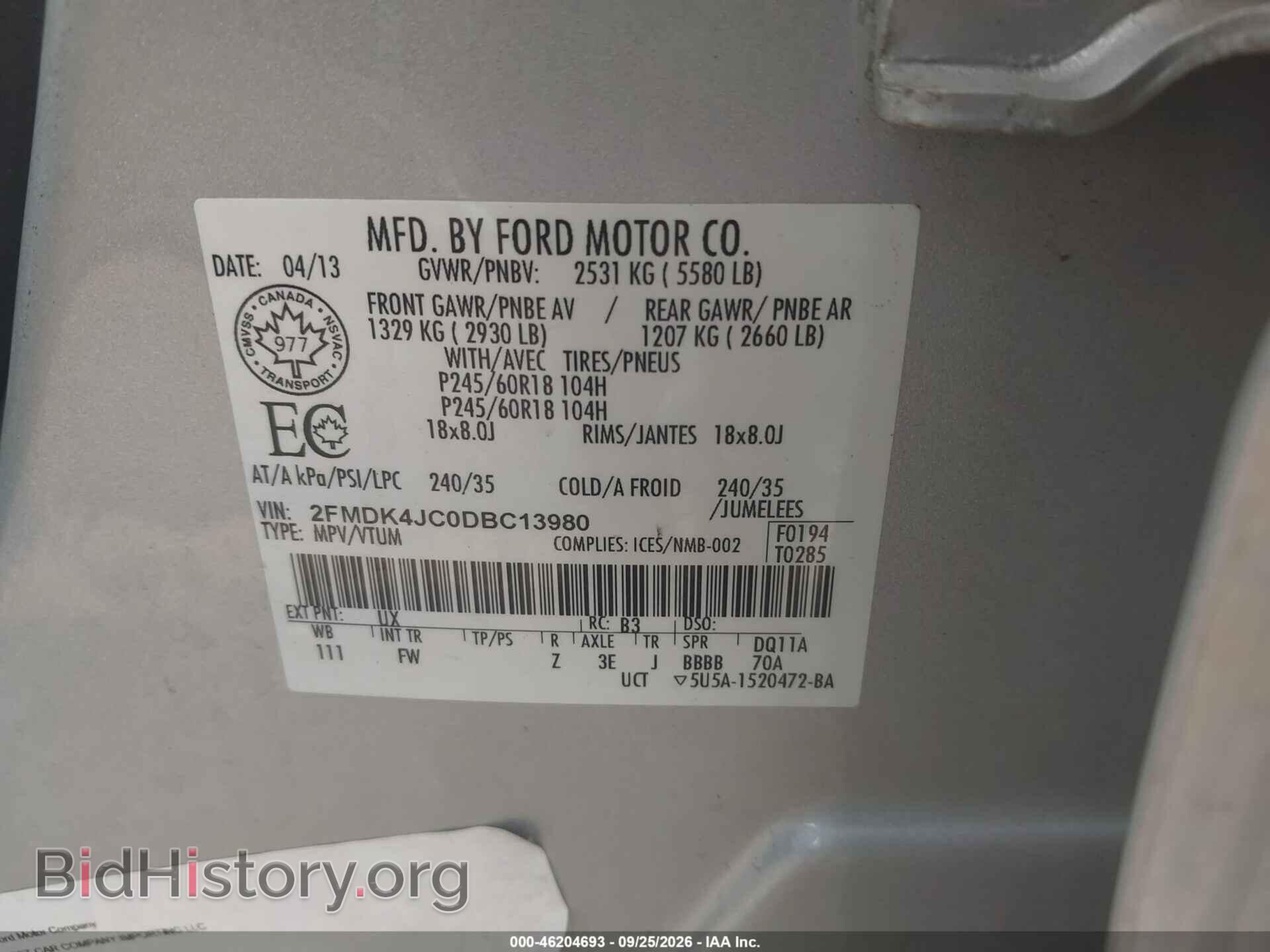 2013 FORD EDGE - VIN: 2FMDK4JC0DBC13980 - Photo 9