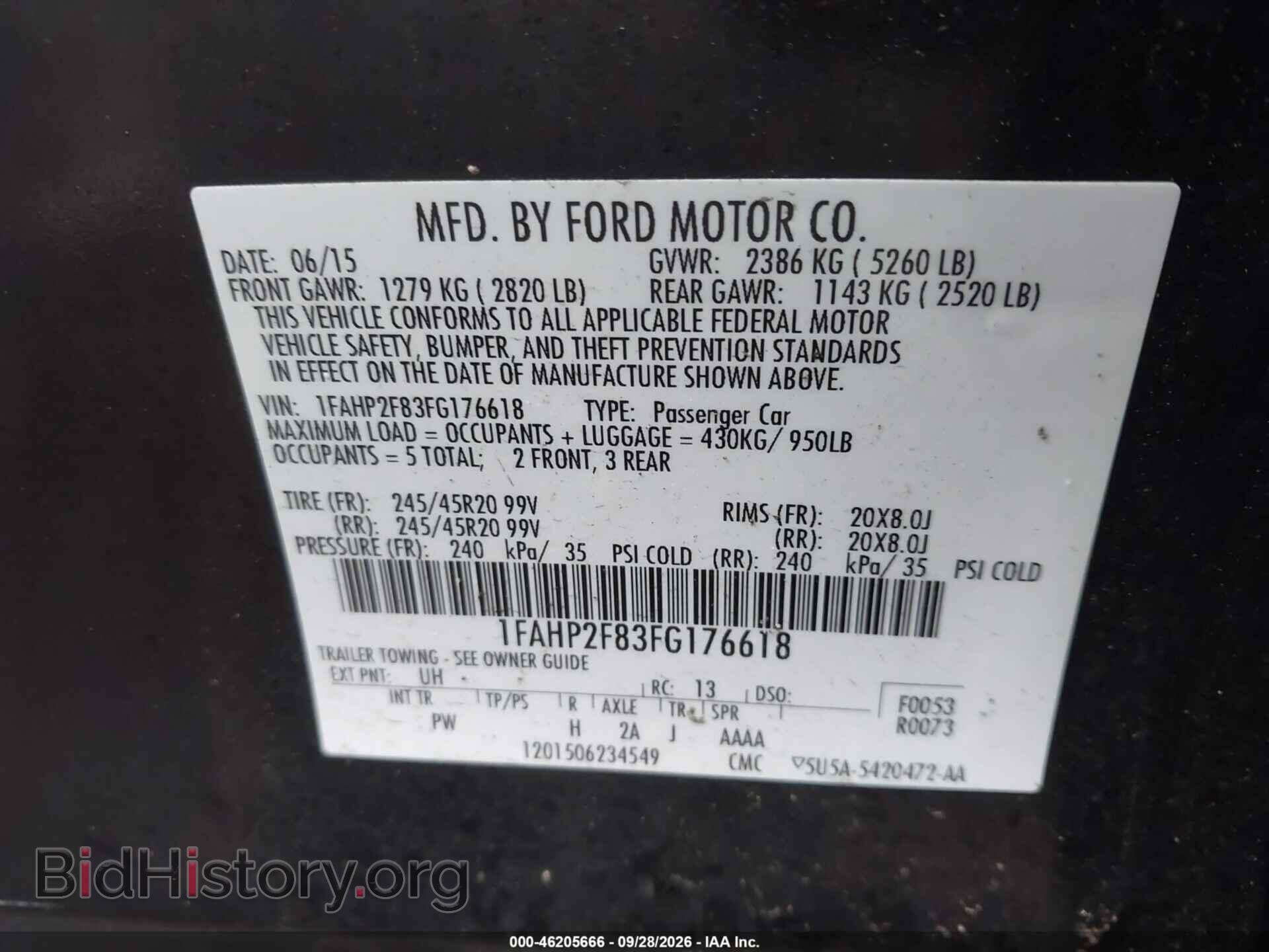 2015 FORD TAURUS - VIN: 1FAHP2F83FG176618 - Photo 9