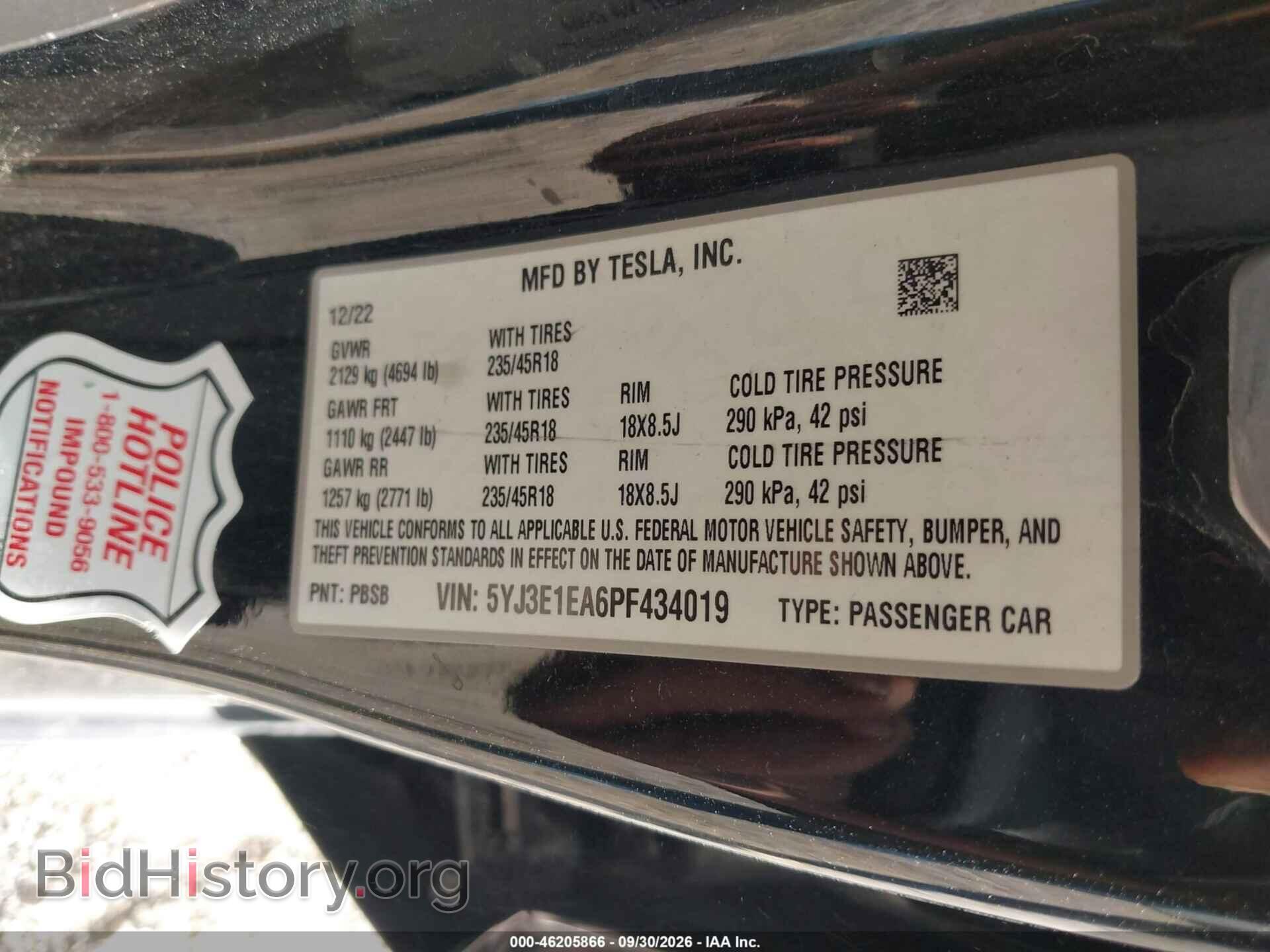 2023 TESLA MODEL 3 - VIN: 5YJ3E1EA6PF434019 - Фото 9