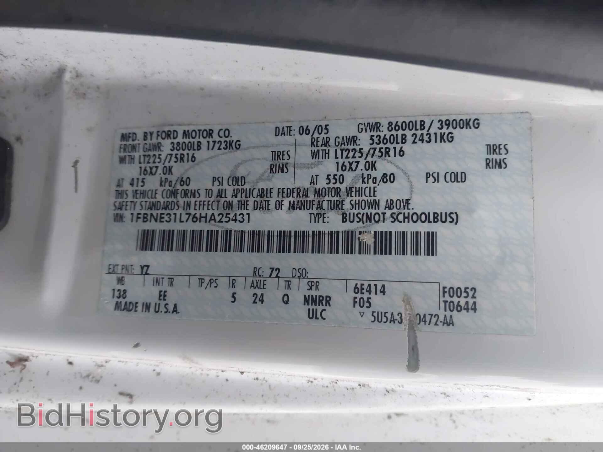 2006 FORD ECONOLINE - VIN: 1FBNE31L76HA25431 - Фото 9