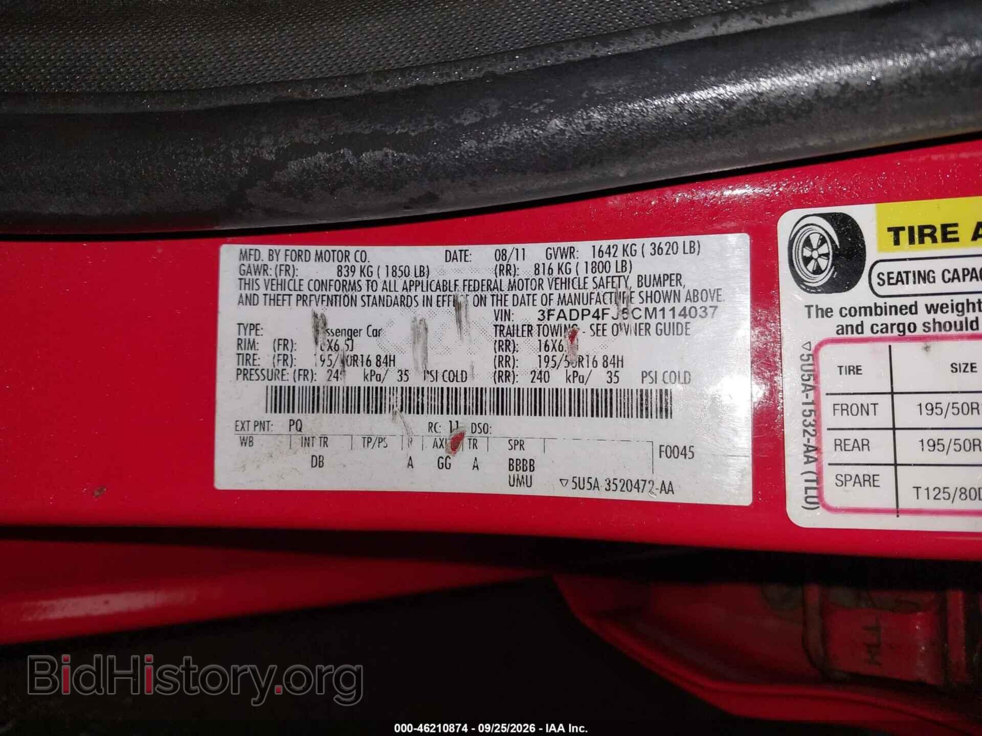 2012 FORD FIESTA - VIN: 3FADP4FJ5CM114037 - Фото 9