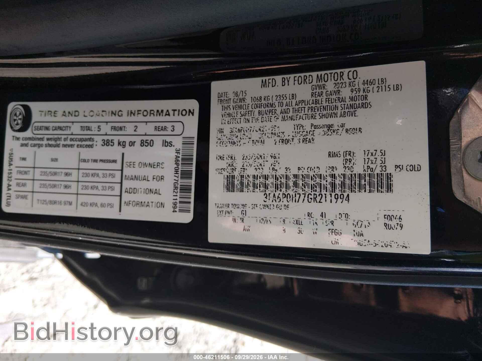 2016 FORD FUSION - VIN: 3FA6P0H77GR211994 - Photo 9