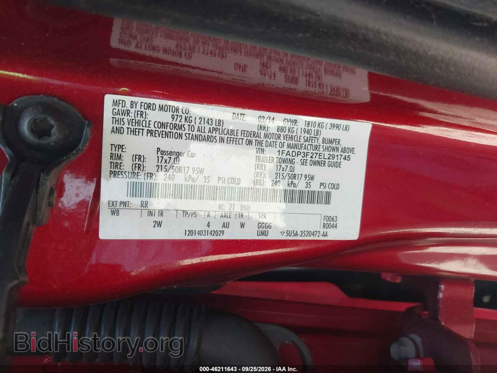 2014 FORD FOCUS - VIN: 1FADP3F27EL291745 - Фото 9