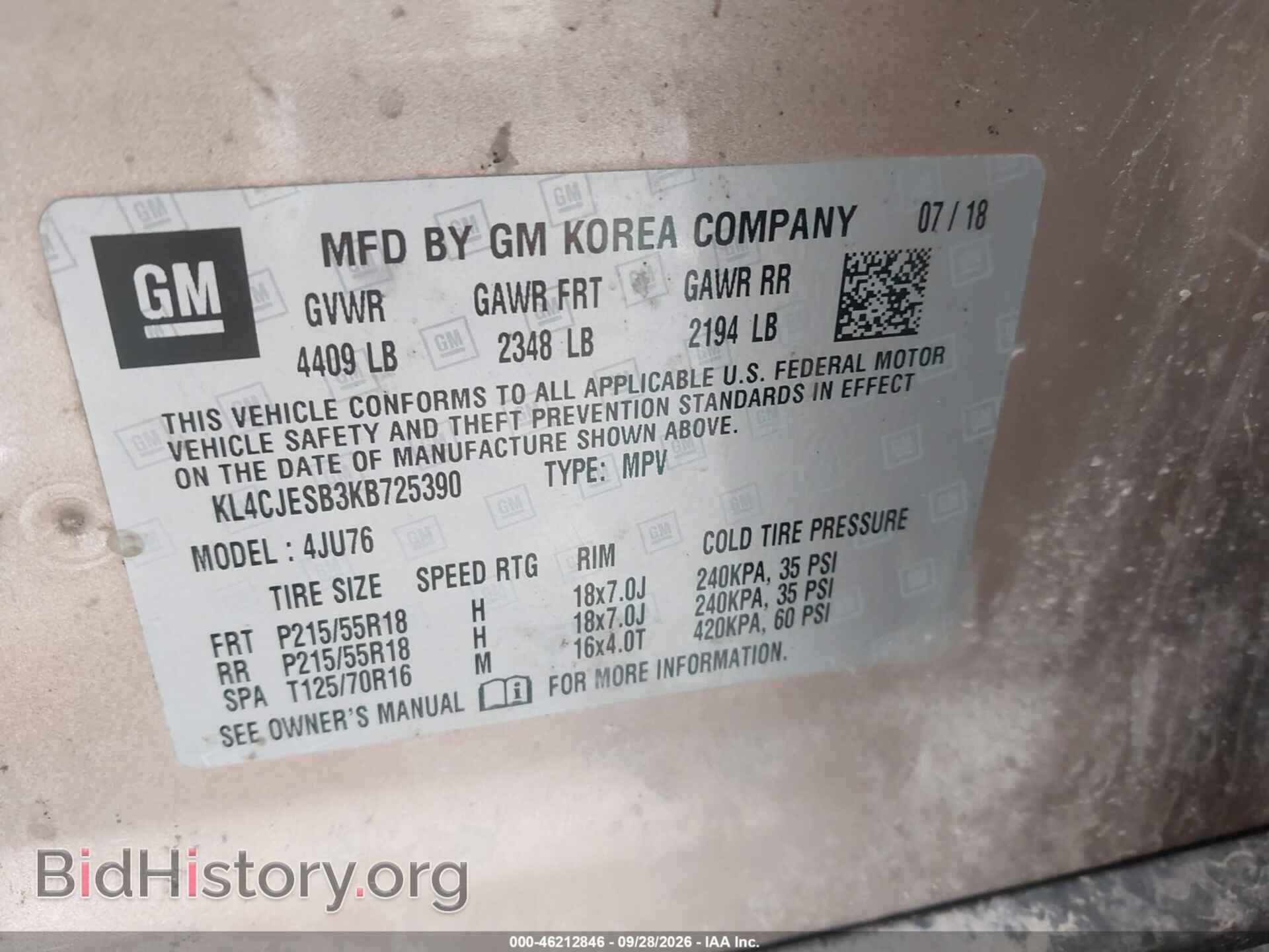 2019 BUICK ENCORE - VIN: KL4CJESB3KB725390 - Photo 9