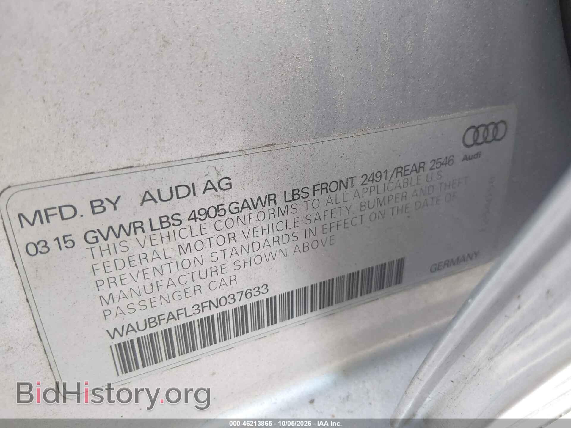 2015 AUDI A4 - VIN: WAUBFAFL3FN037633 - Фото 9