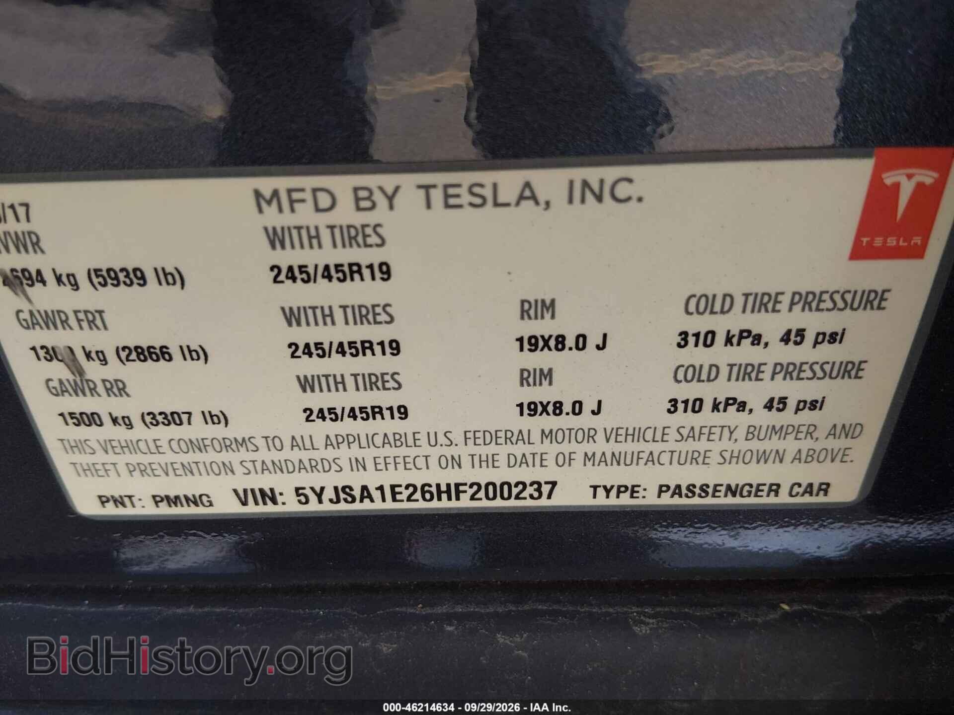 2017 TESLA MODEL S - VIN: 5YJSA1E26HF200237 - Photo 9