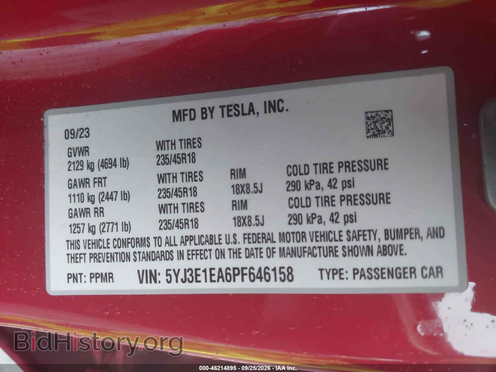 2023 TESLA MODEL 3 - VIN: 5YJ3E1EA6PF646158 - Photo 9