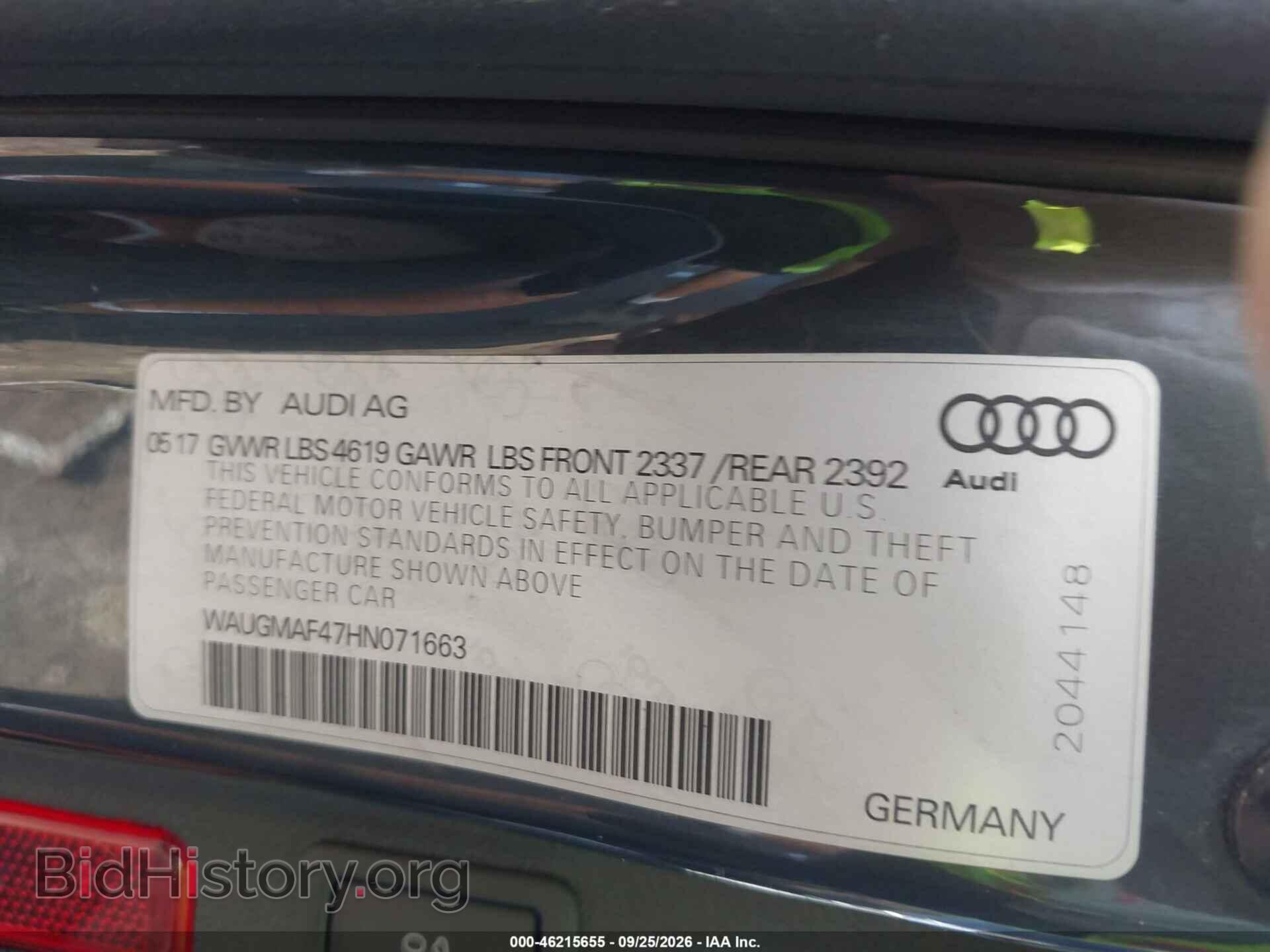 2017 AUDI A4 - VIN: WAUGMAF47HN071663 - Photo 9
