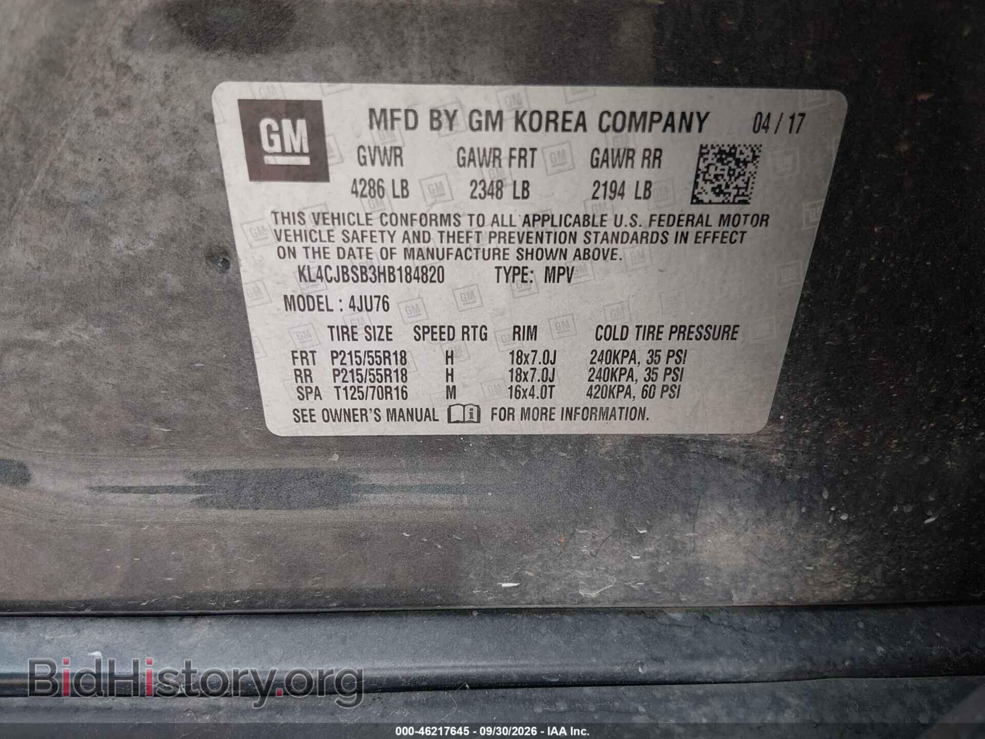 2017 BUICK ENCORE - VIN: KL4CJBSB3HB184820 - Photo 9