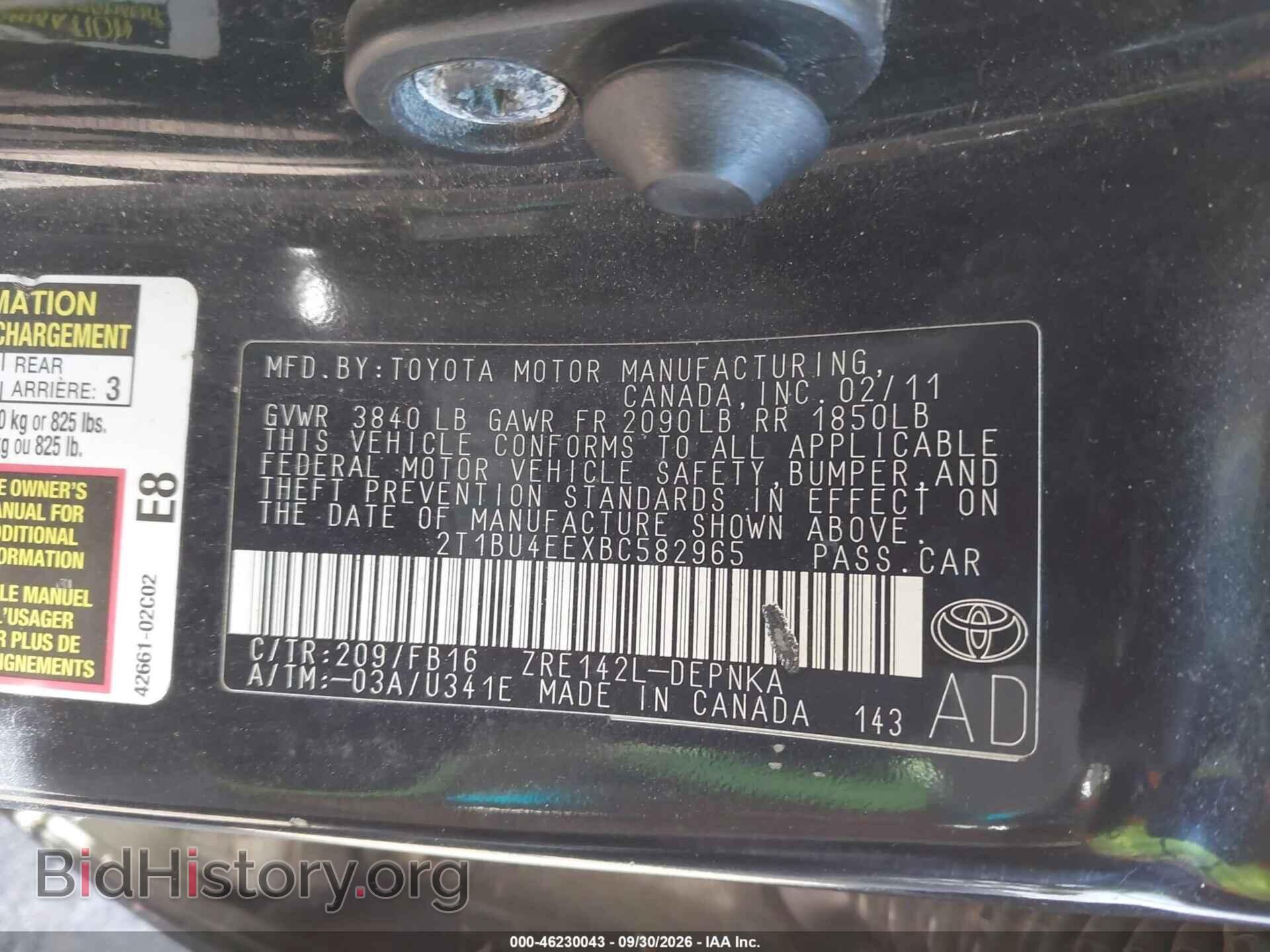 2011 TOYOTA COROLLA - VIN: 2T1BU4EEXBC582965 - Фото 9