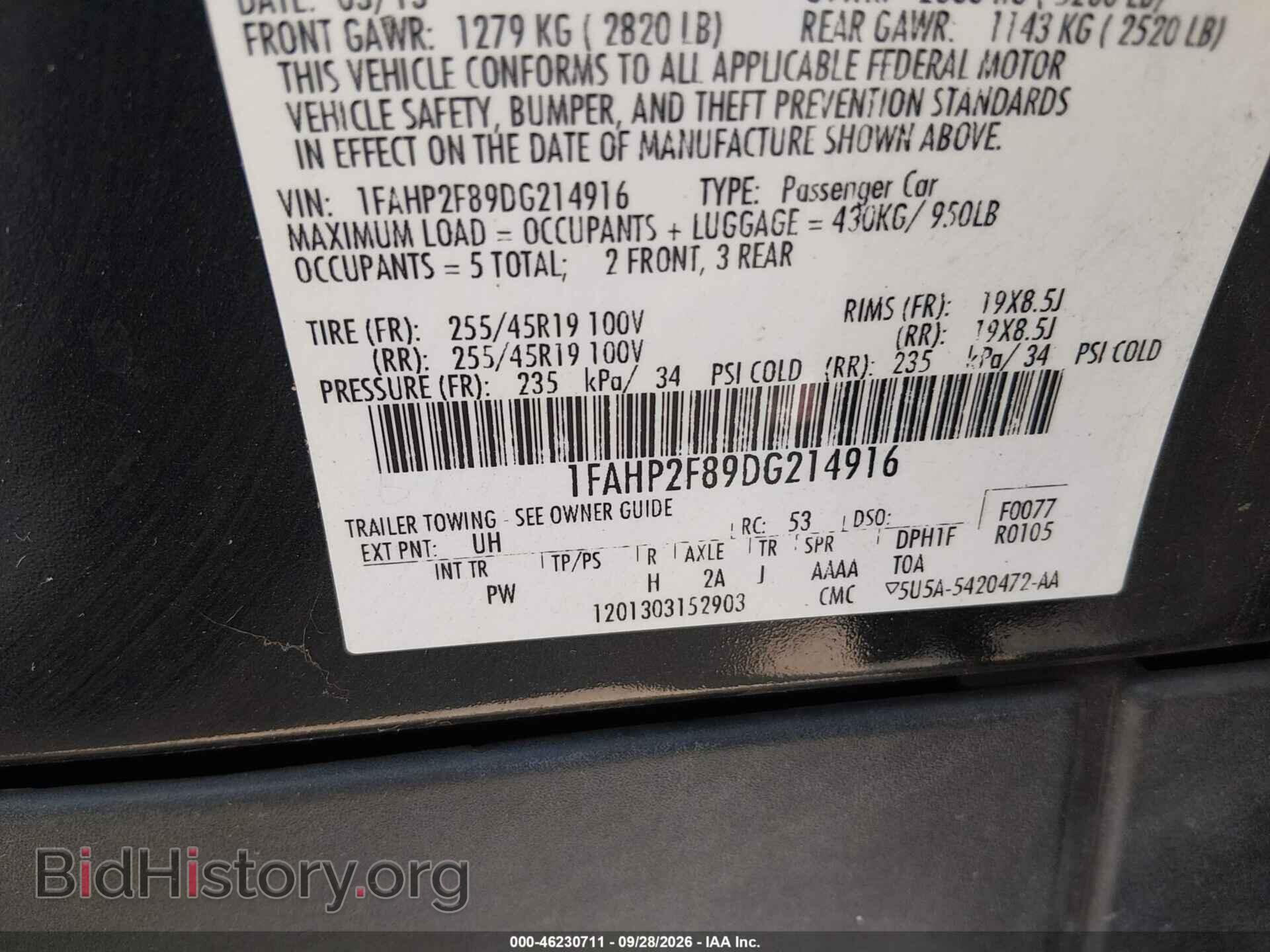 2013 FORD TAURUS - VIN: 1FAHP2F89DG214916 - Photo 9