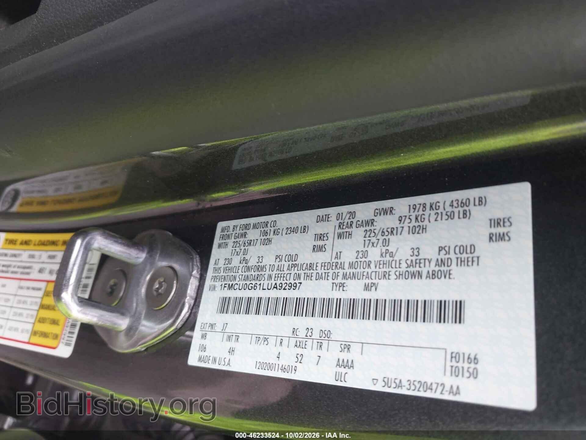 2020 FORD ESCAPE - VIN: 1FMCU0G61LUA92997 - Photo 9