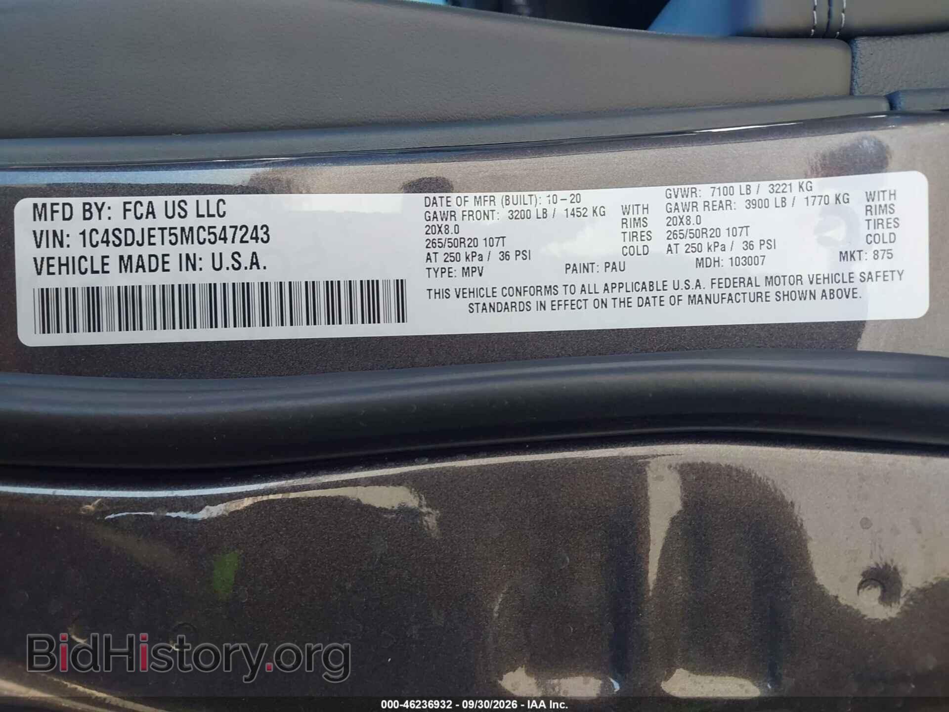 2021 DODGE DURANGO - VIN: 1C4SDJET5MC547243 - Photo 9