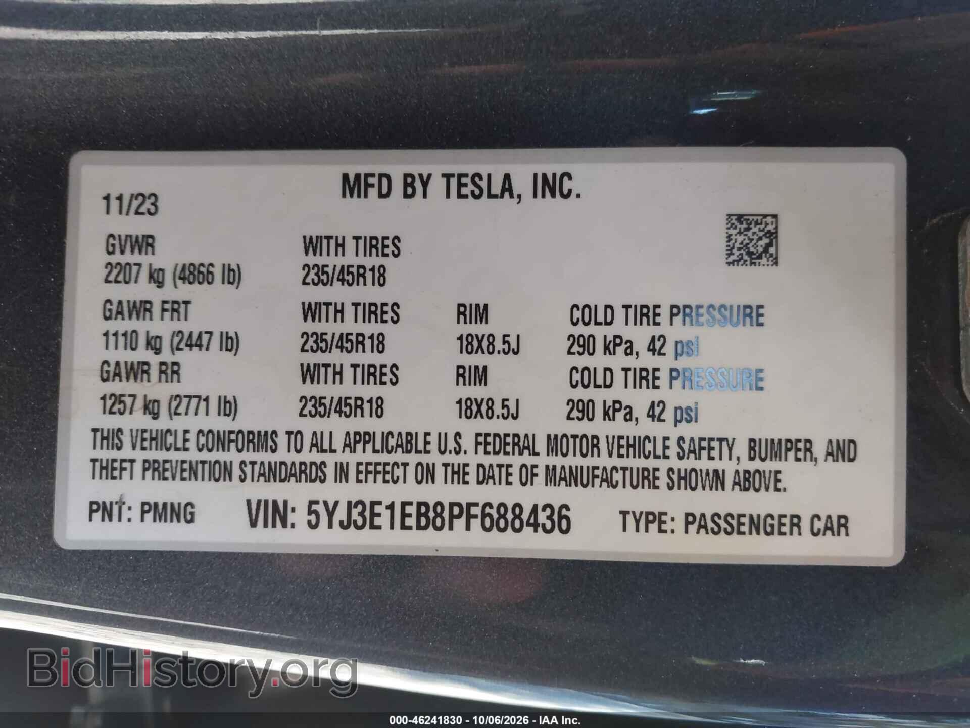 2023 TESLA MODEL 3 - VIN: 5YJ3E1EB8PF688436 - Photo 9