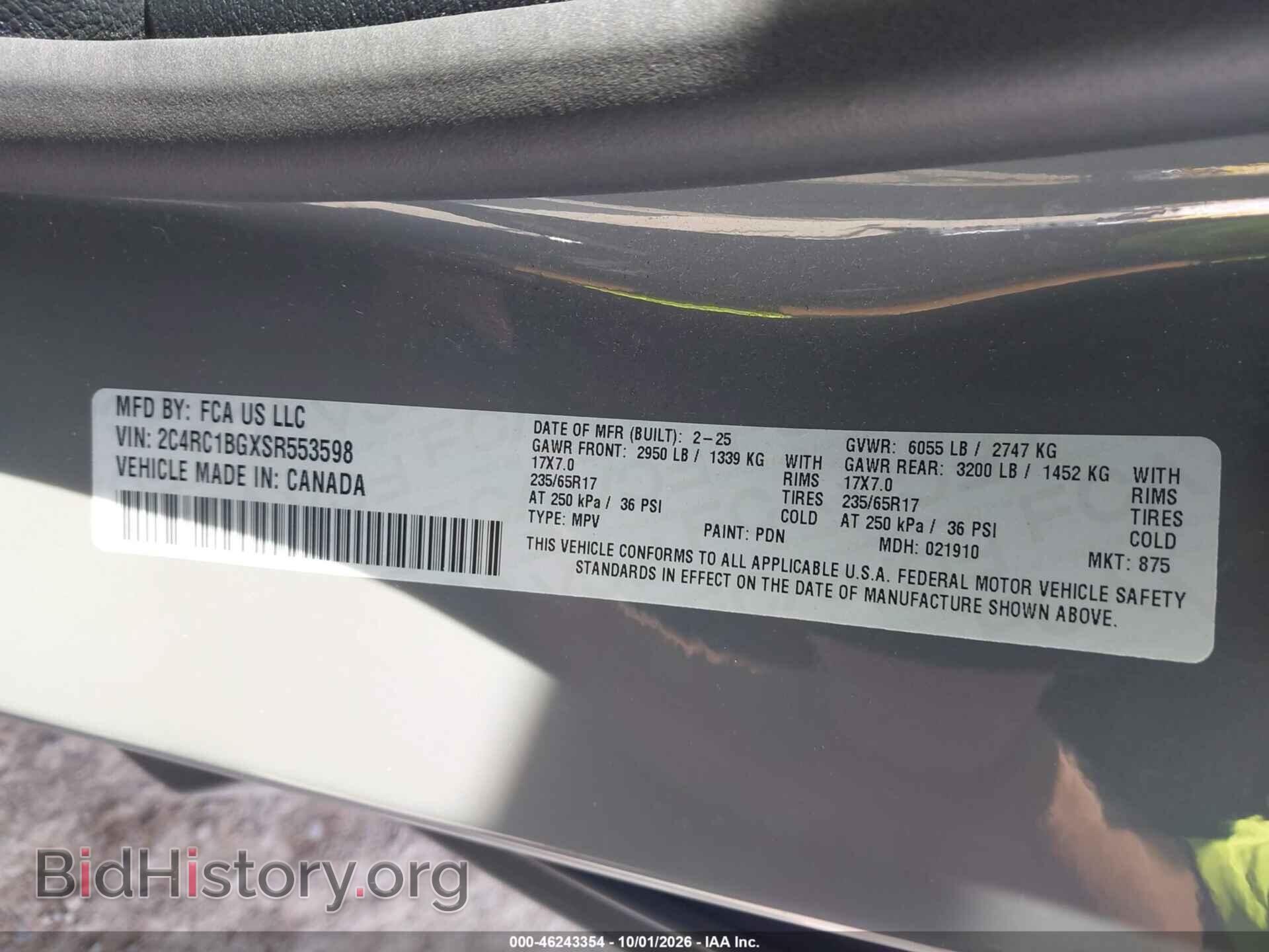 2025 CHRYSLER PACIFICA - VIN: 2C4RC1BGXSR553598 - Photo 9
