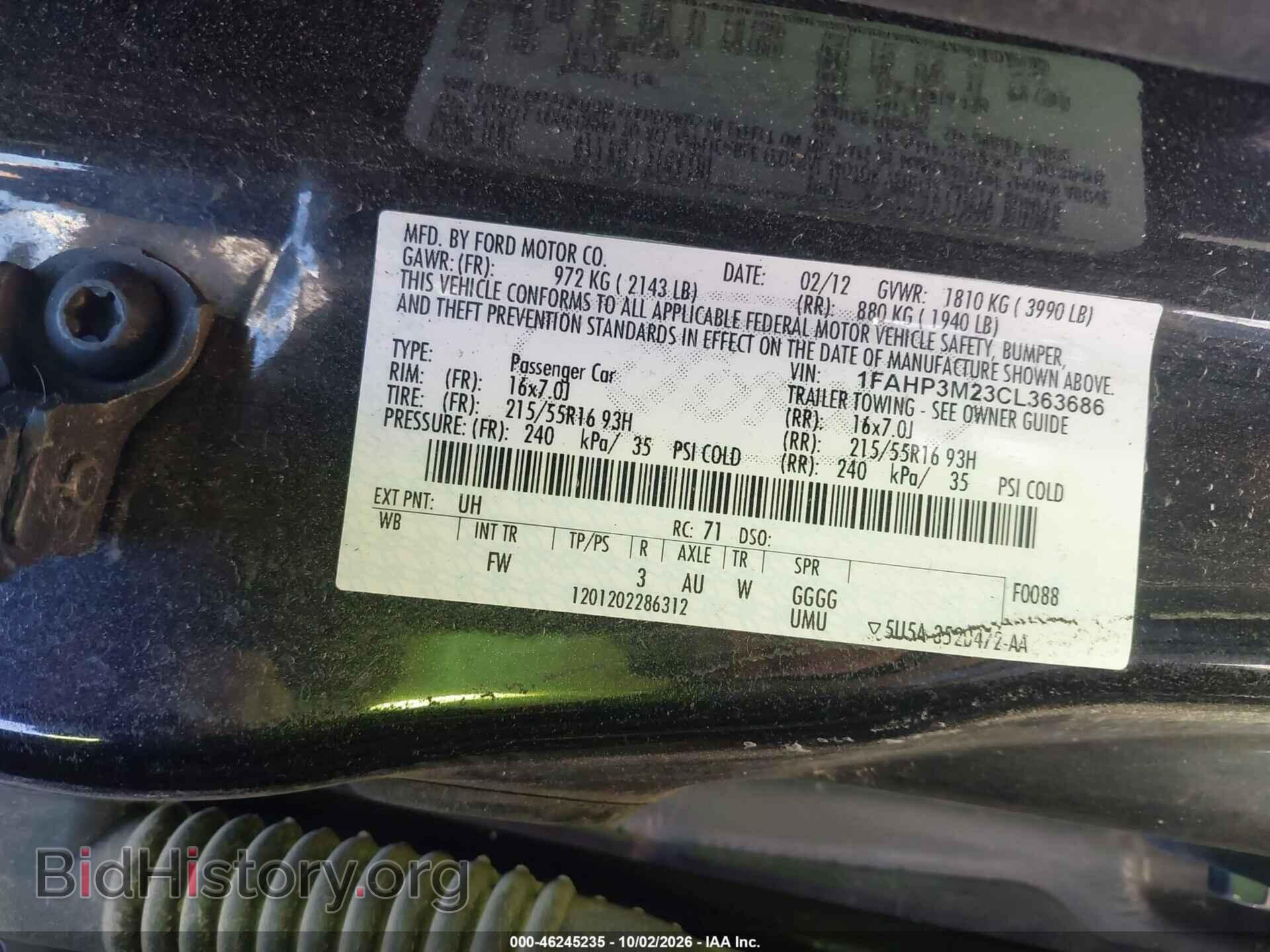 2012 FORD FOCUS - VIN: 1FAHP3M23CL363686 - Фото 9
