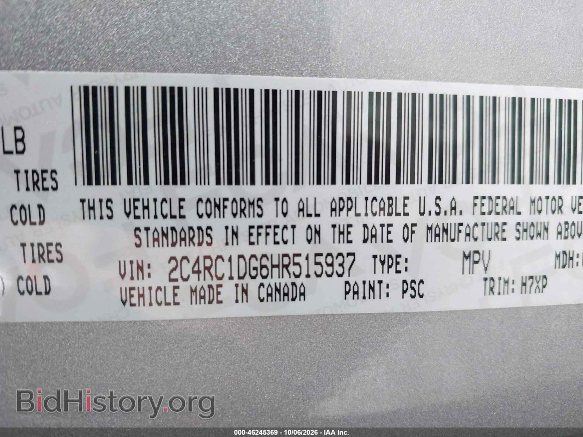 2017 CHRYSLER PACIFICA - VIN: 2C4RC1DG6HR515937 - Photo 9